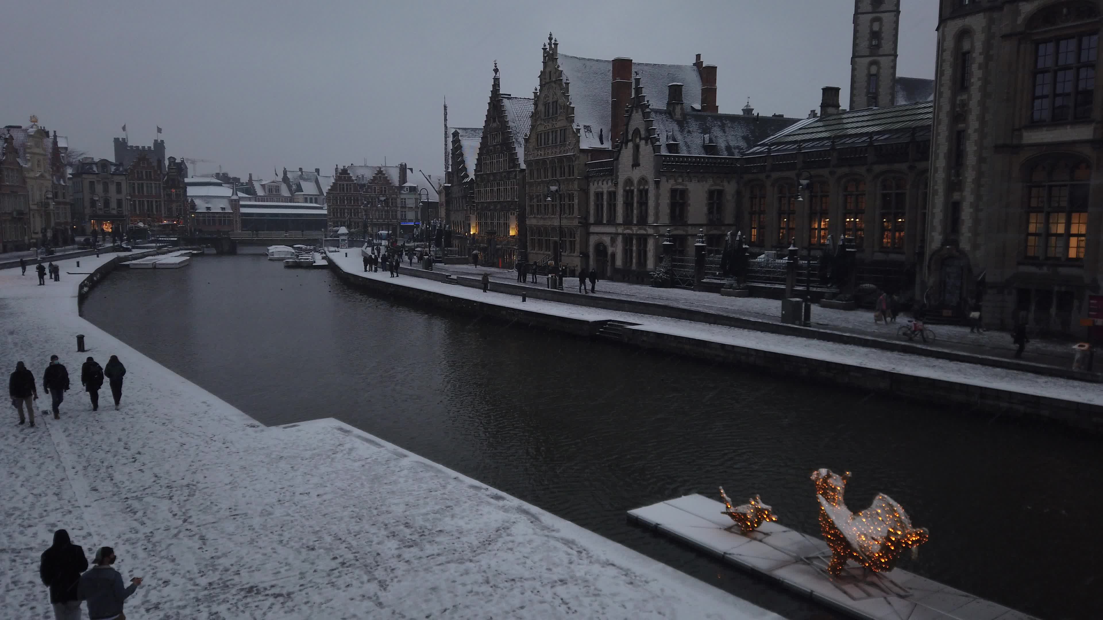 Snowfall in Gent Amid The Covid-19 Pandemic