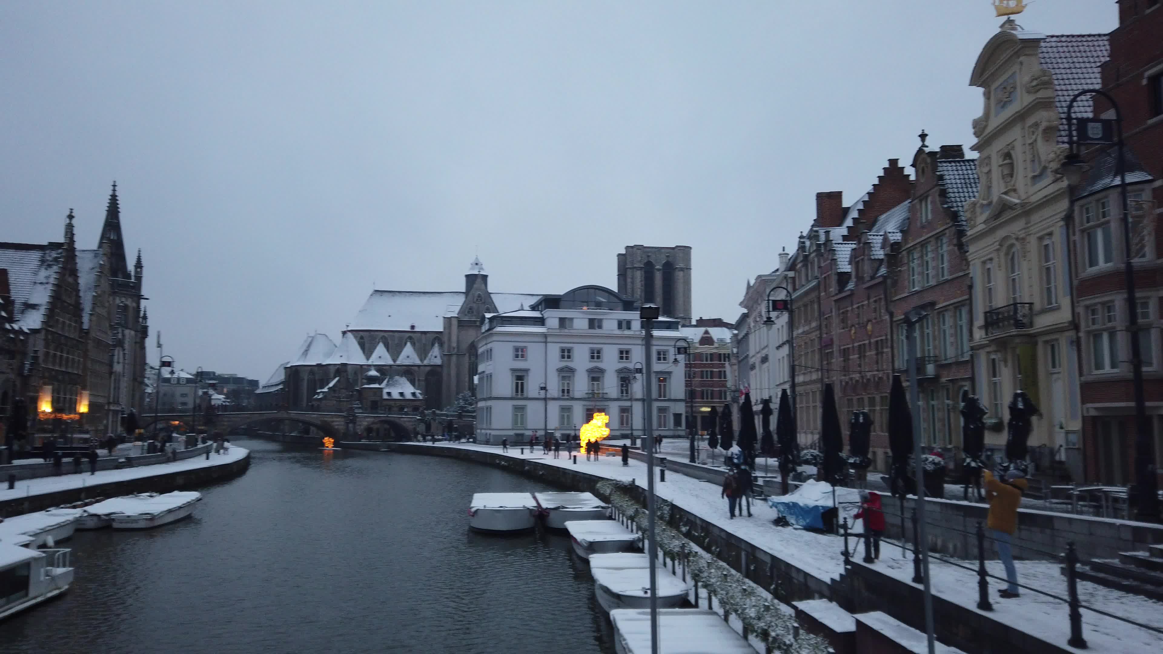 Snowfall in Gent Amid The Covid-19 Pandemic