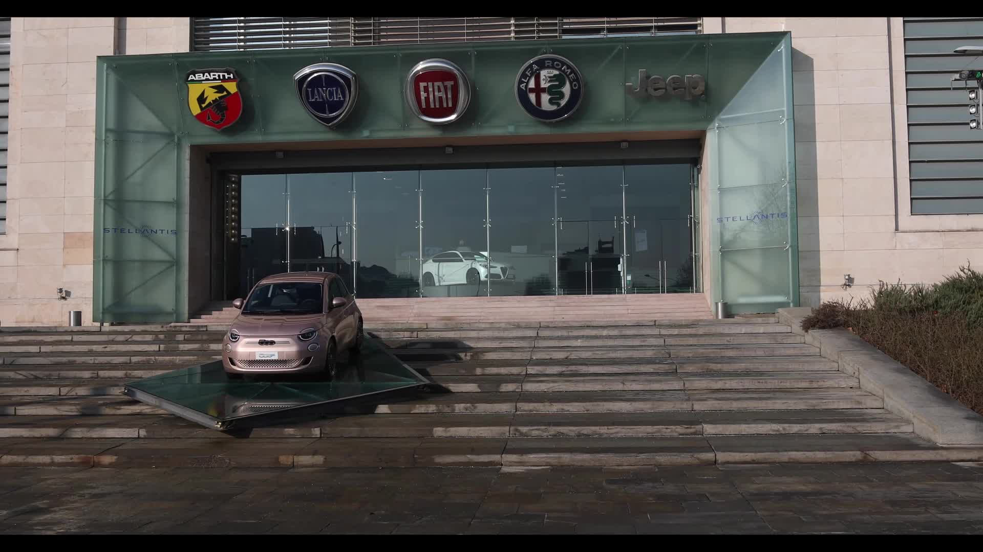 The historical FIAT plant of Mirafiori showcases the new Stellantis logo