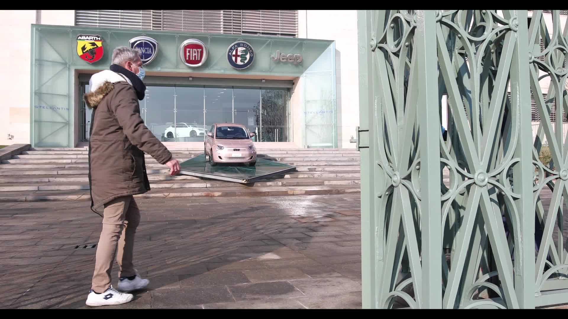 The historical FIAT plant of Mirafiori showcases the new Stellantis logo