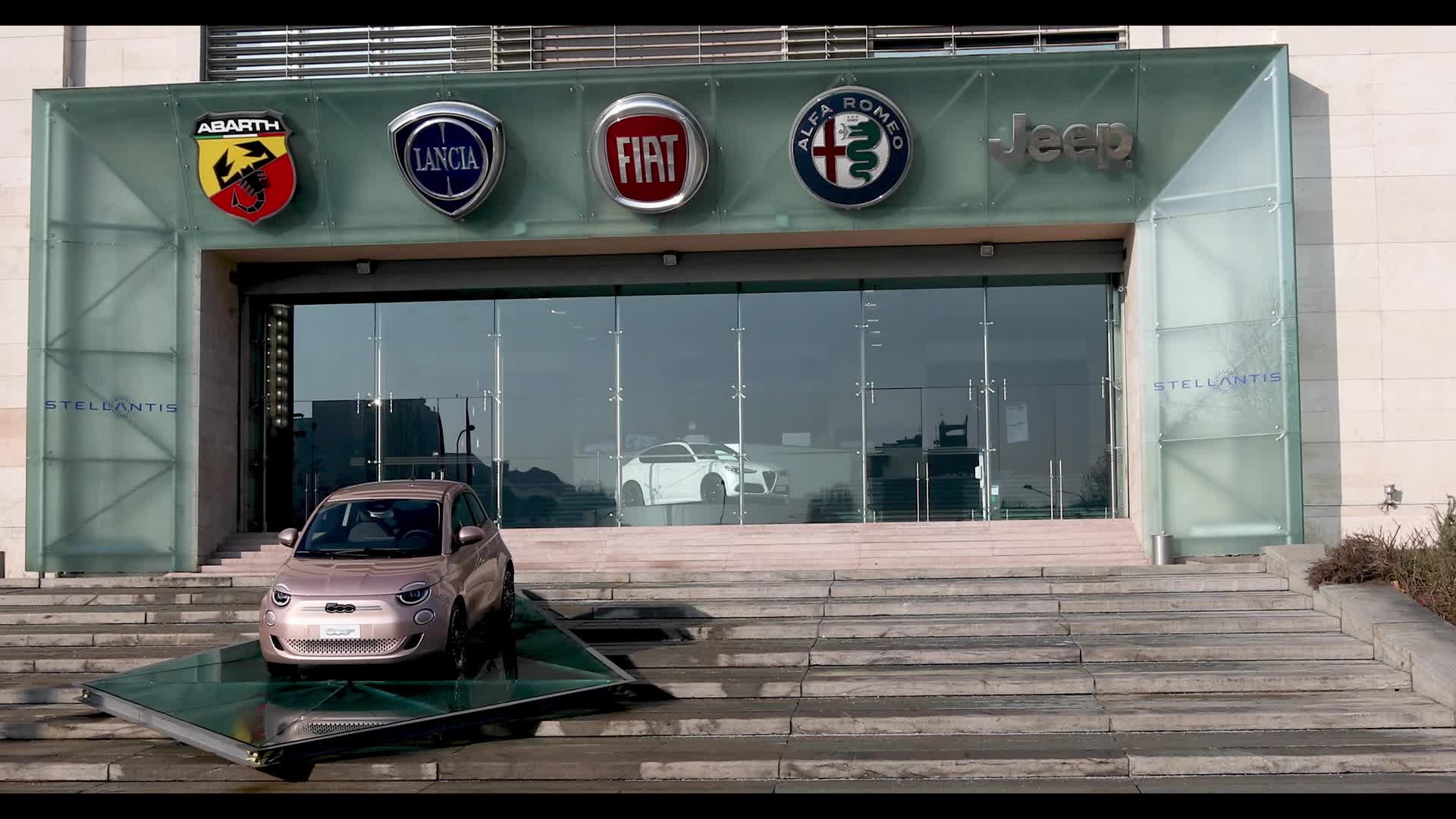 The historical FIAT plant of Mirafiori showcases the new Stellantis logo