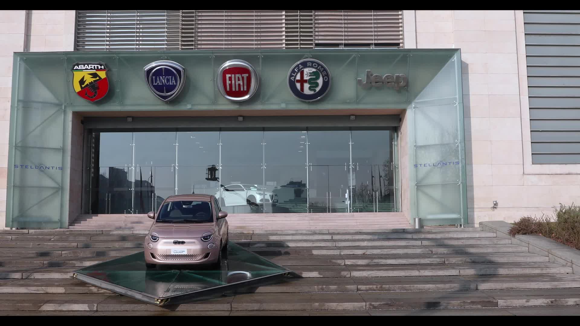 The historical FIAT plant of Mirafiori showcases the new Stellantis logo