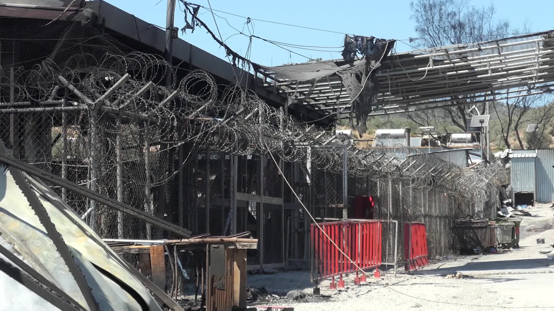 Aftermath of fire at Moria Refugee Camp