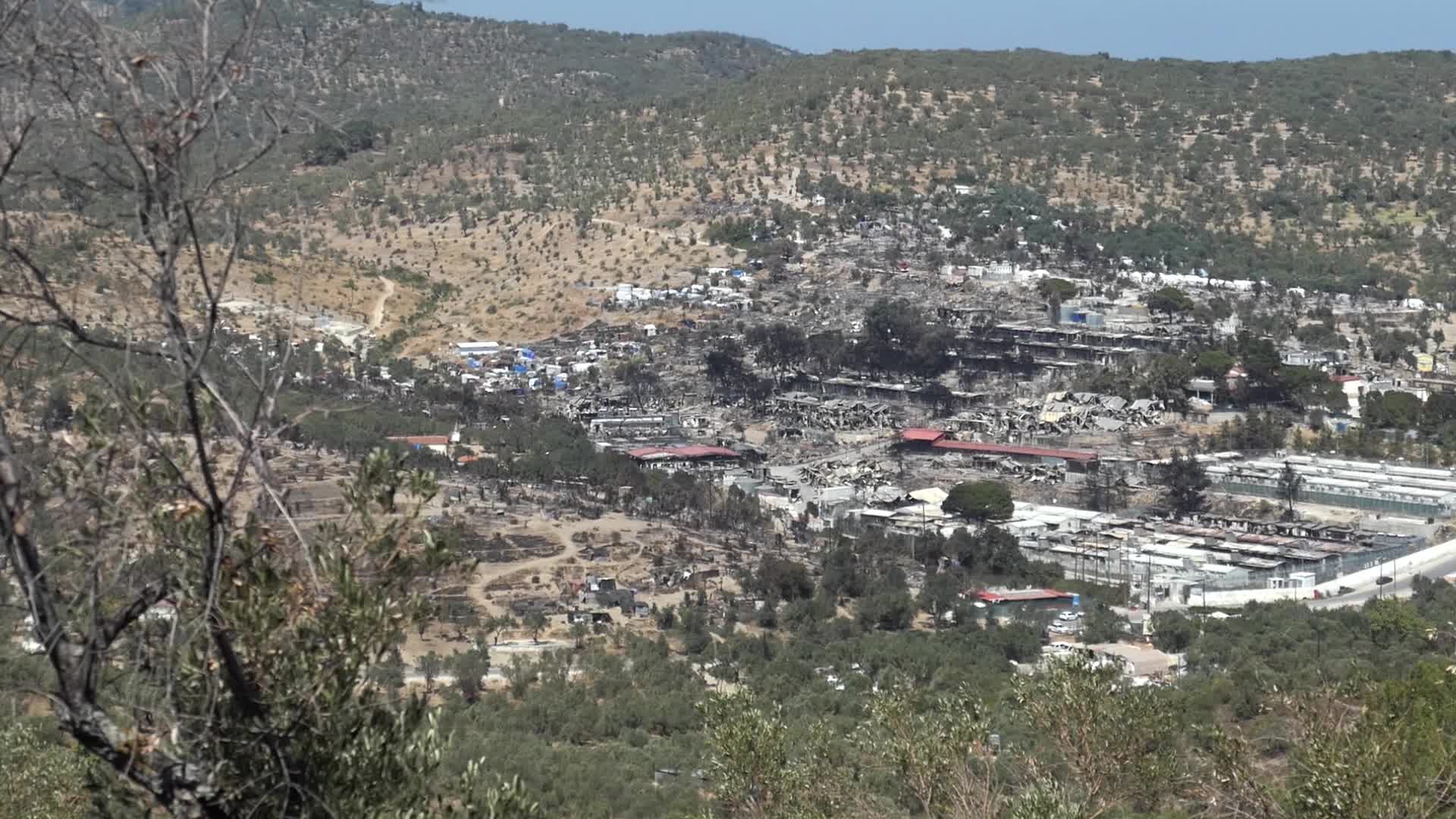 Aftermath of fire at Moria Refugee Camp