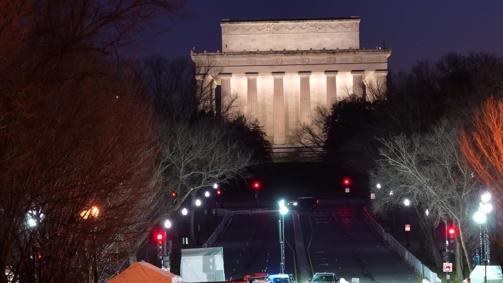 Covid-19 Memorial is lighted at the Lincoln Memorial