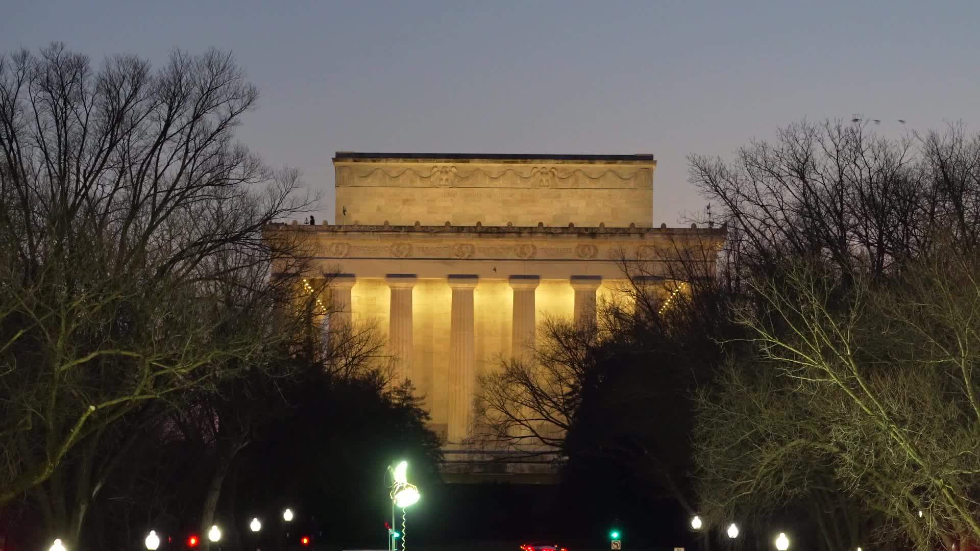 Covid-19 Memorial is lighted at the Lincoln Memorial