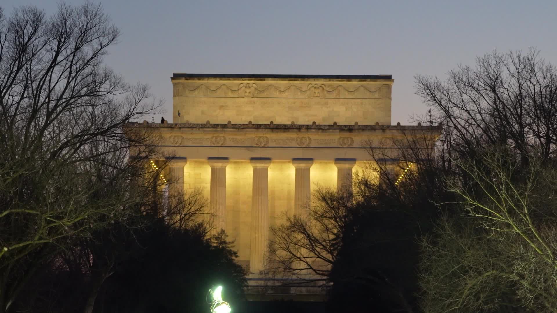 Covid-19 Memorial is lighted at the Lincoln Memorial