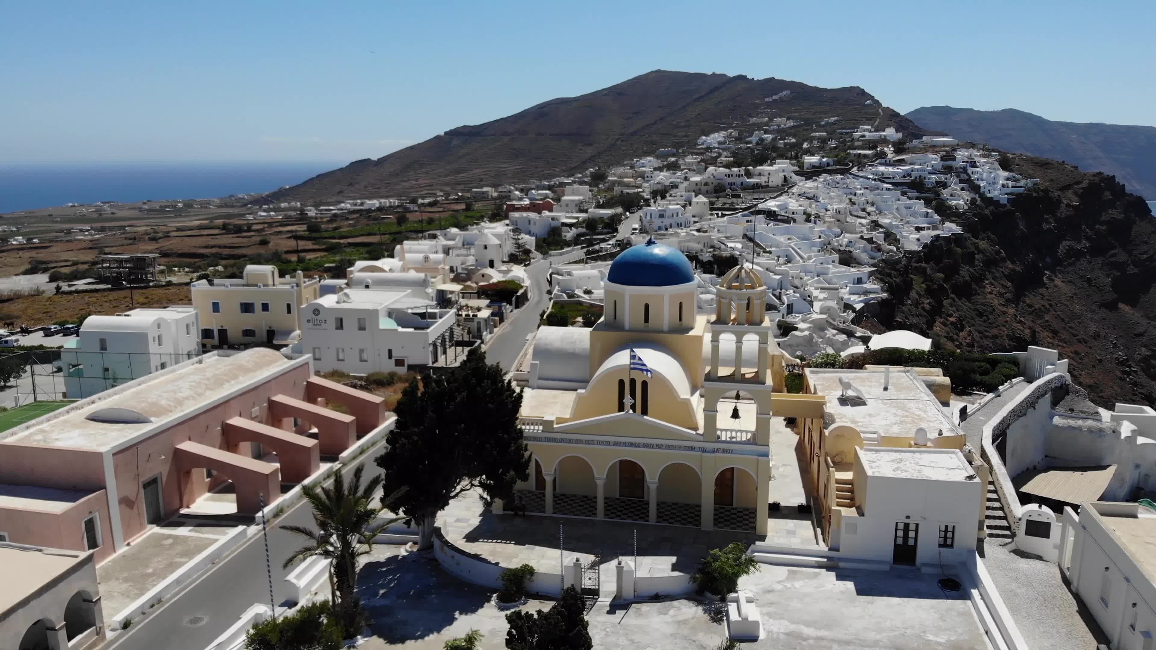 Aerial View of Santorini Volcano Island in Greece