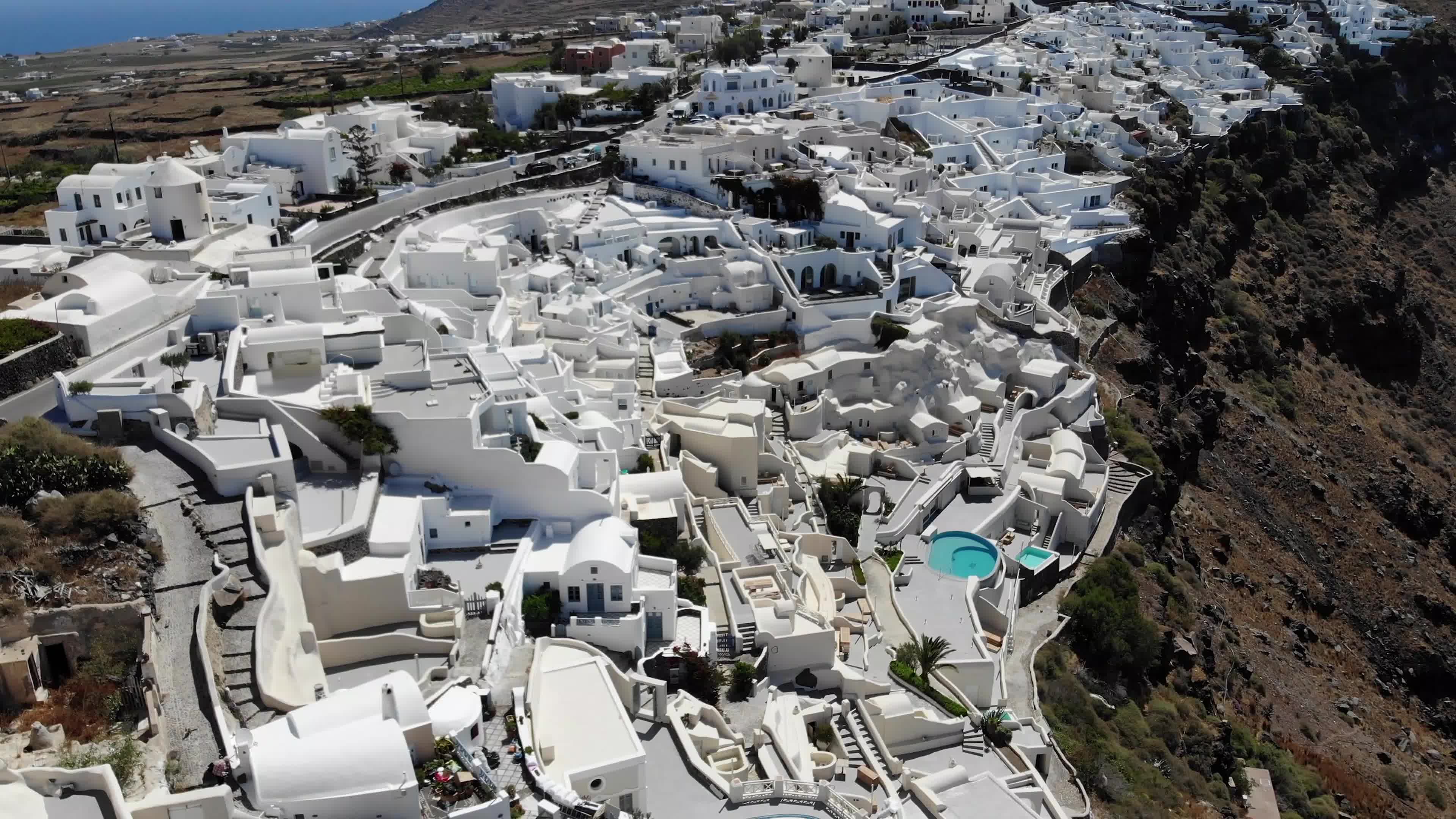 Aerial View of Santorini Volcano Island in Greece