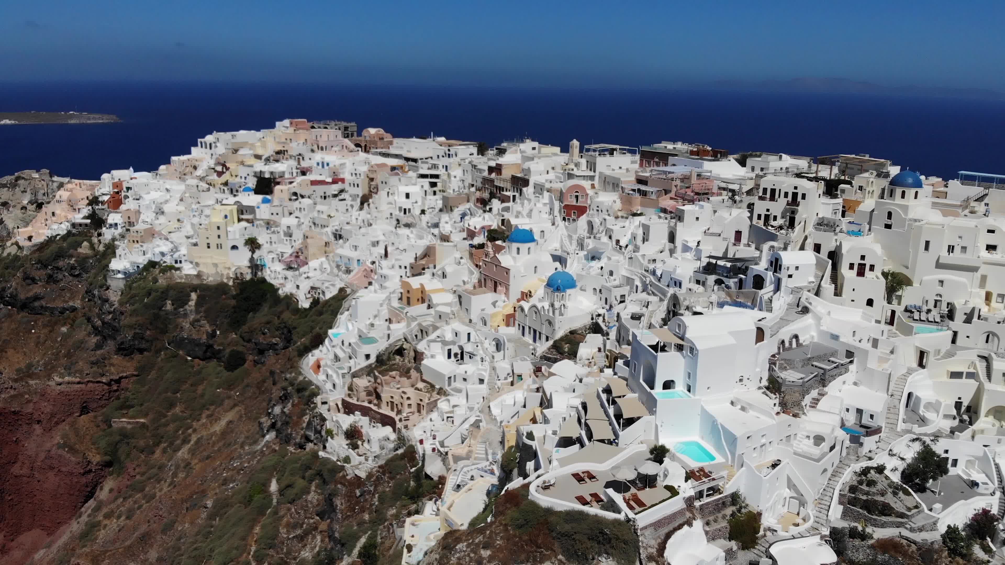 Aerial View of Santorini Volcano Island in Greece