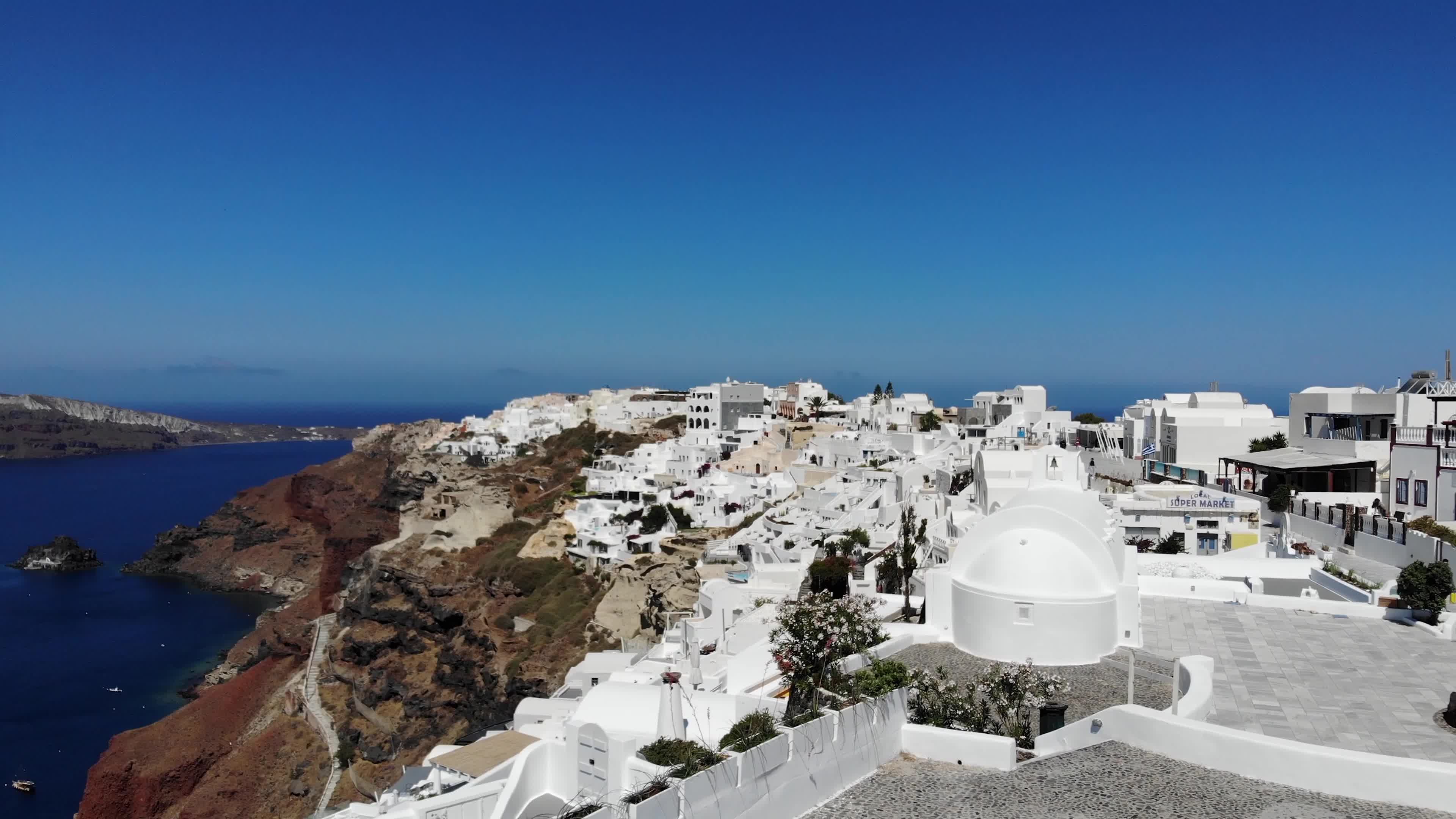 Aerial View of Santorini Volcano Island in Greece