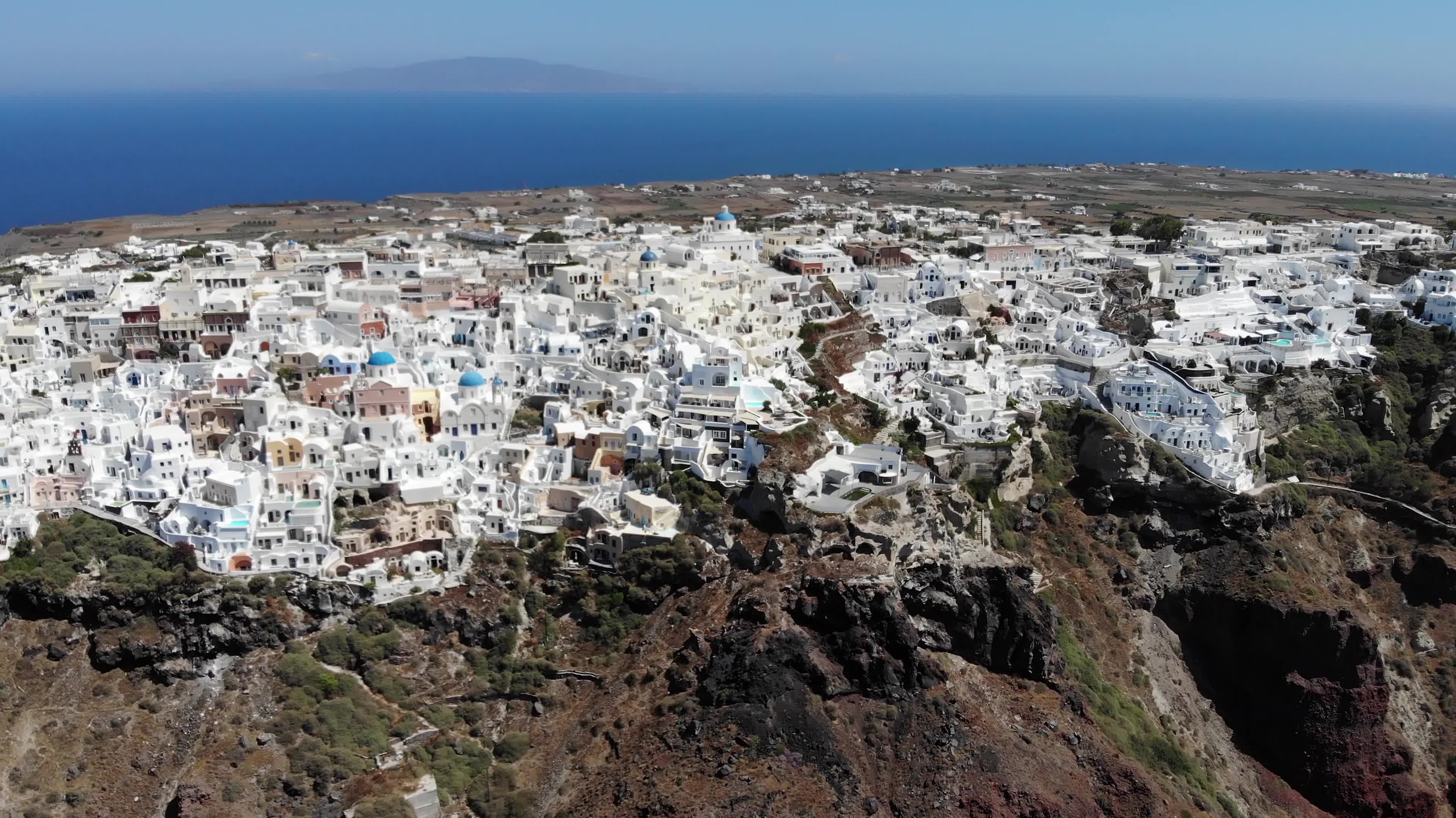 Aerial View of Santorini Volcano Island in Greece