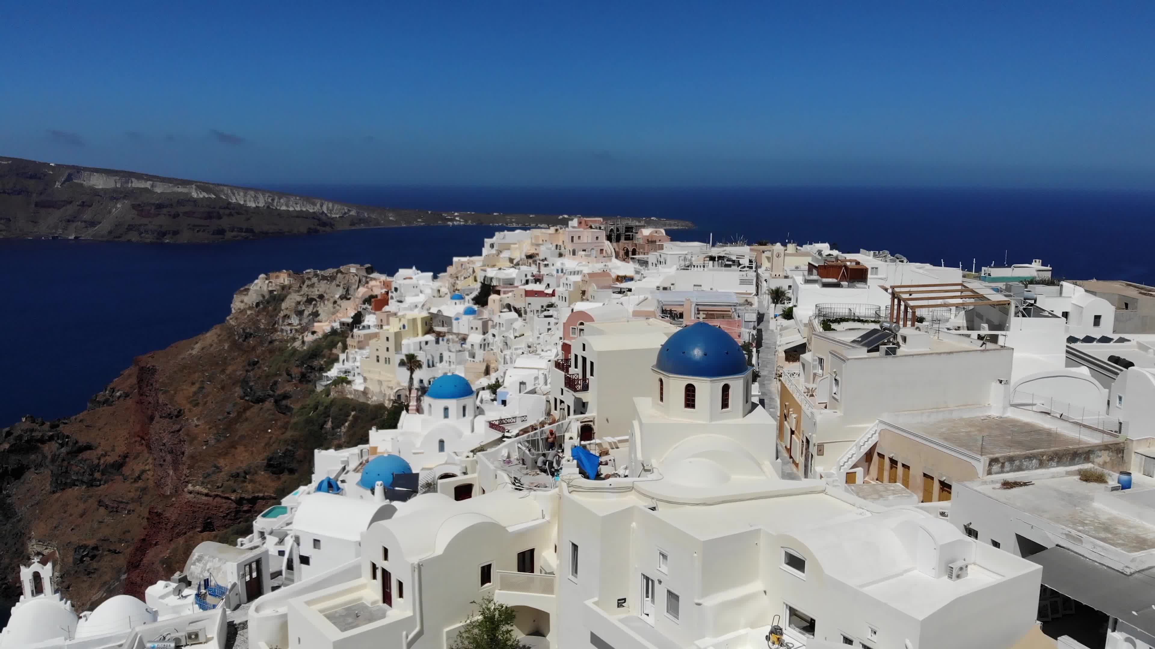 Aerial View of Santorini Volcano Island in Greece