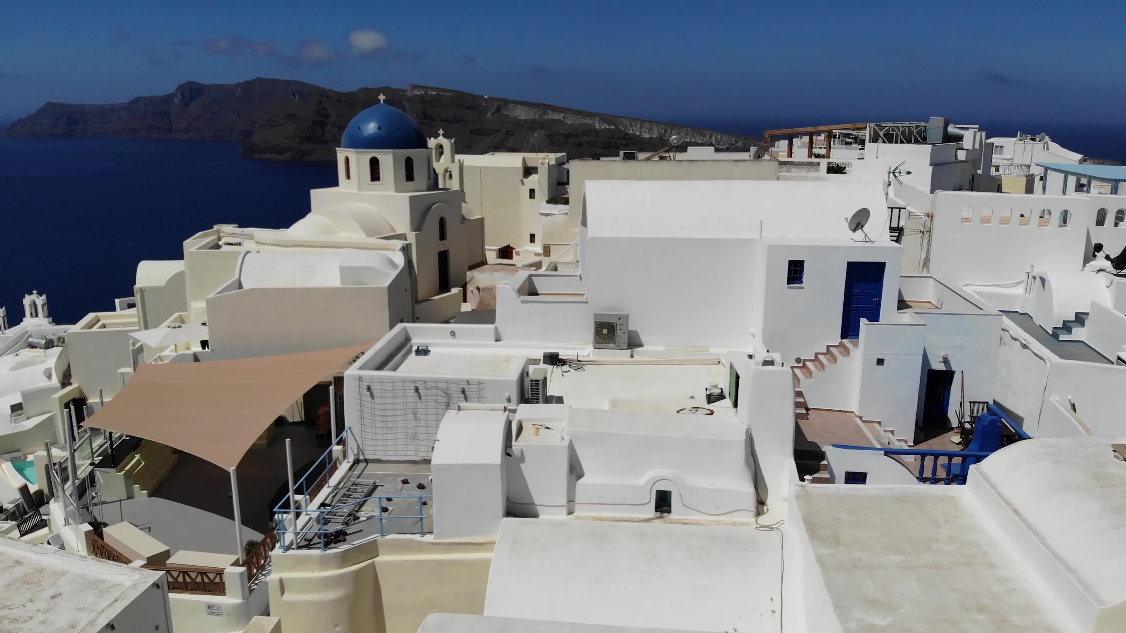 Aerial View of Santorini Volcano Island in Greece