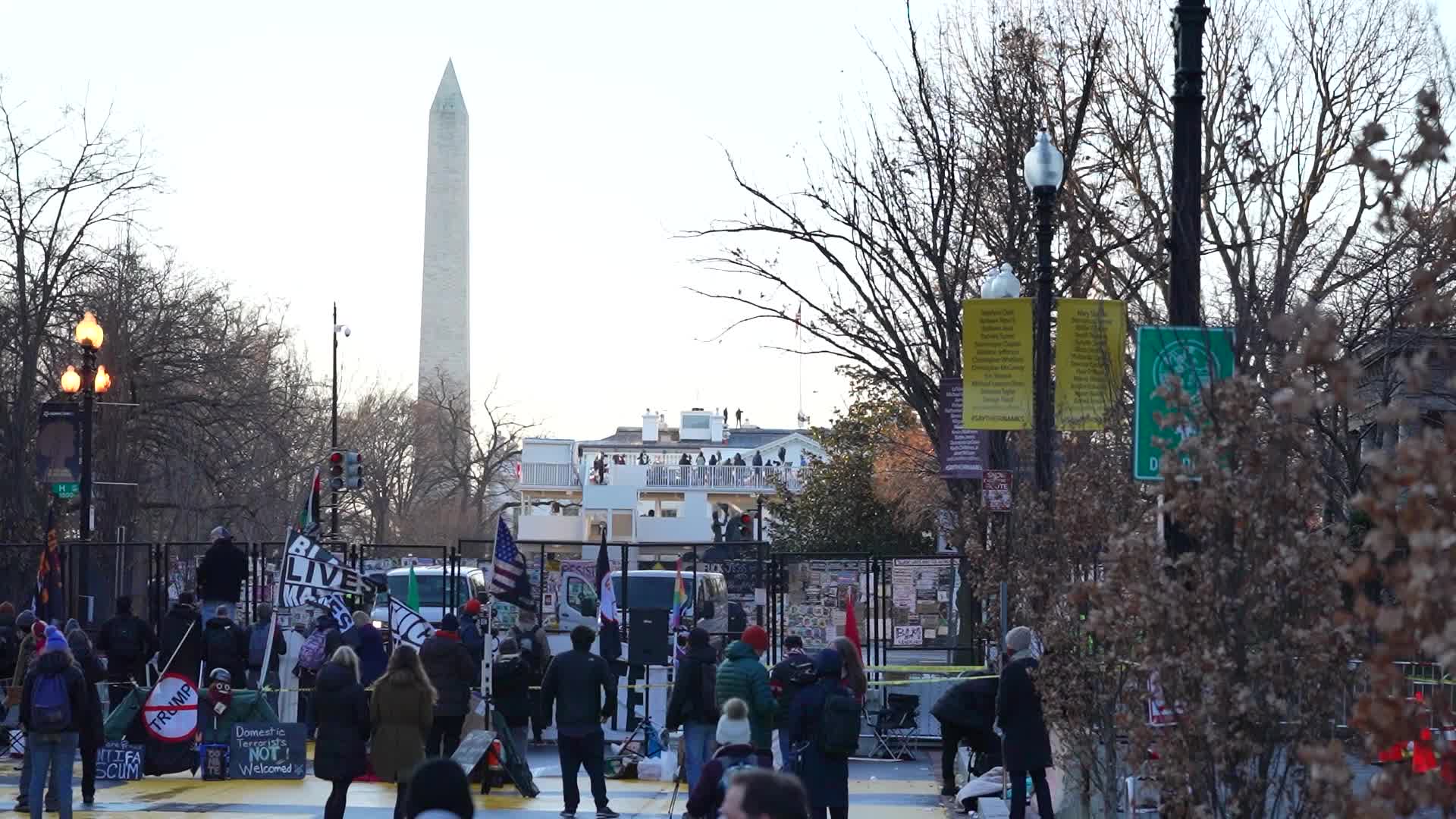 People are in celebratory mood as Trump Leaves The White House aboard Marine one for the final time