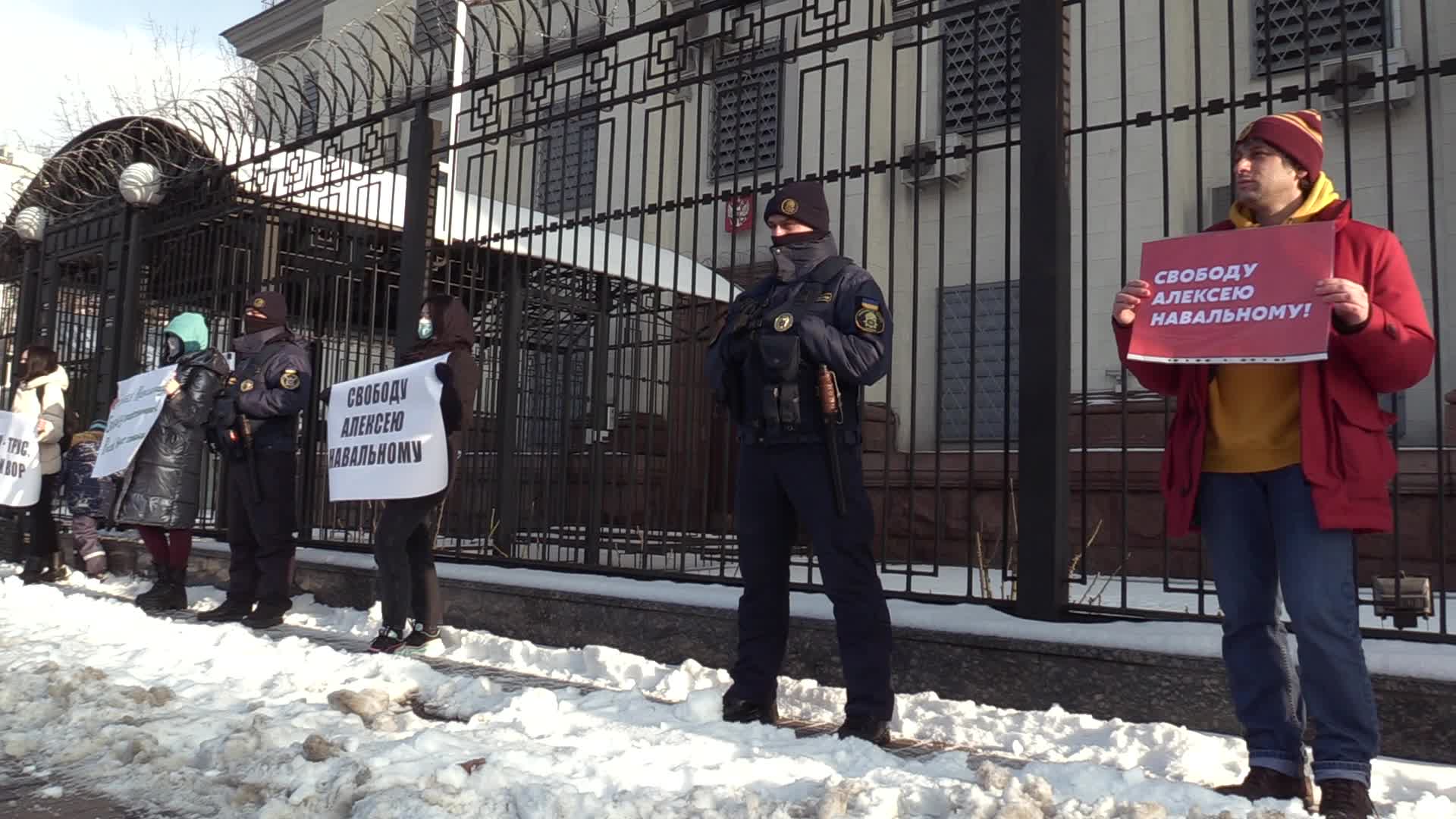 Protest in support of Russian opposition leader Alexei Navalny in Kyiv