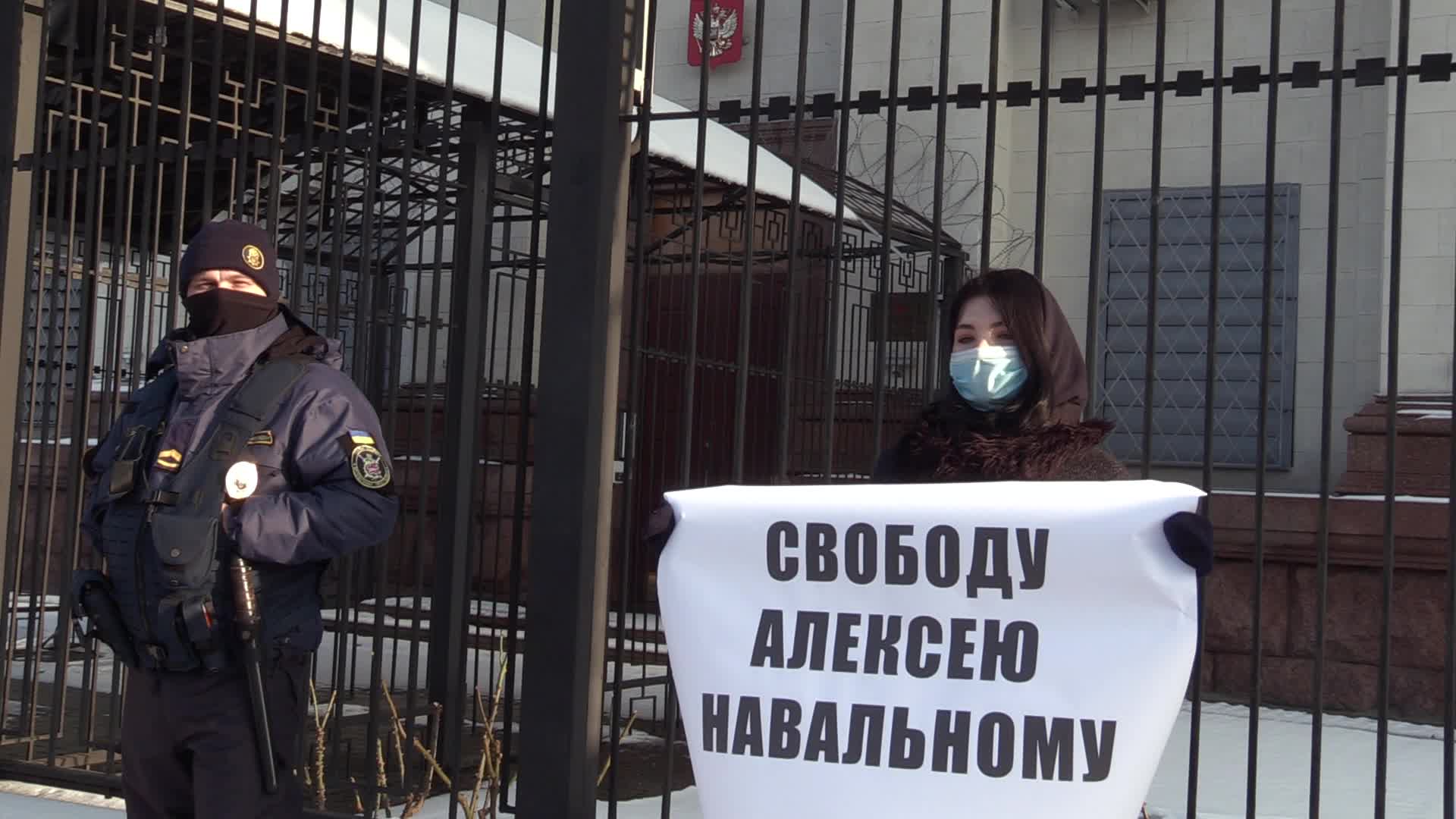 Protest in support of Russian opposition leader Alexei Navalny in Kyiv