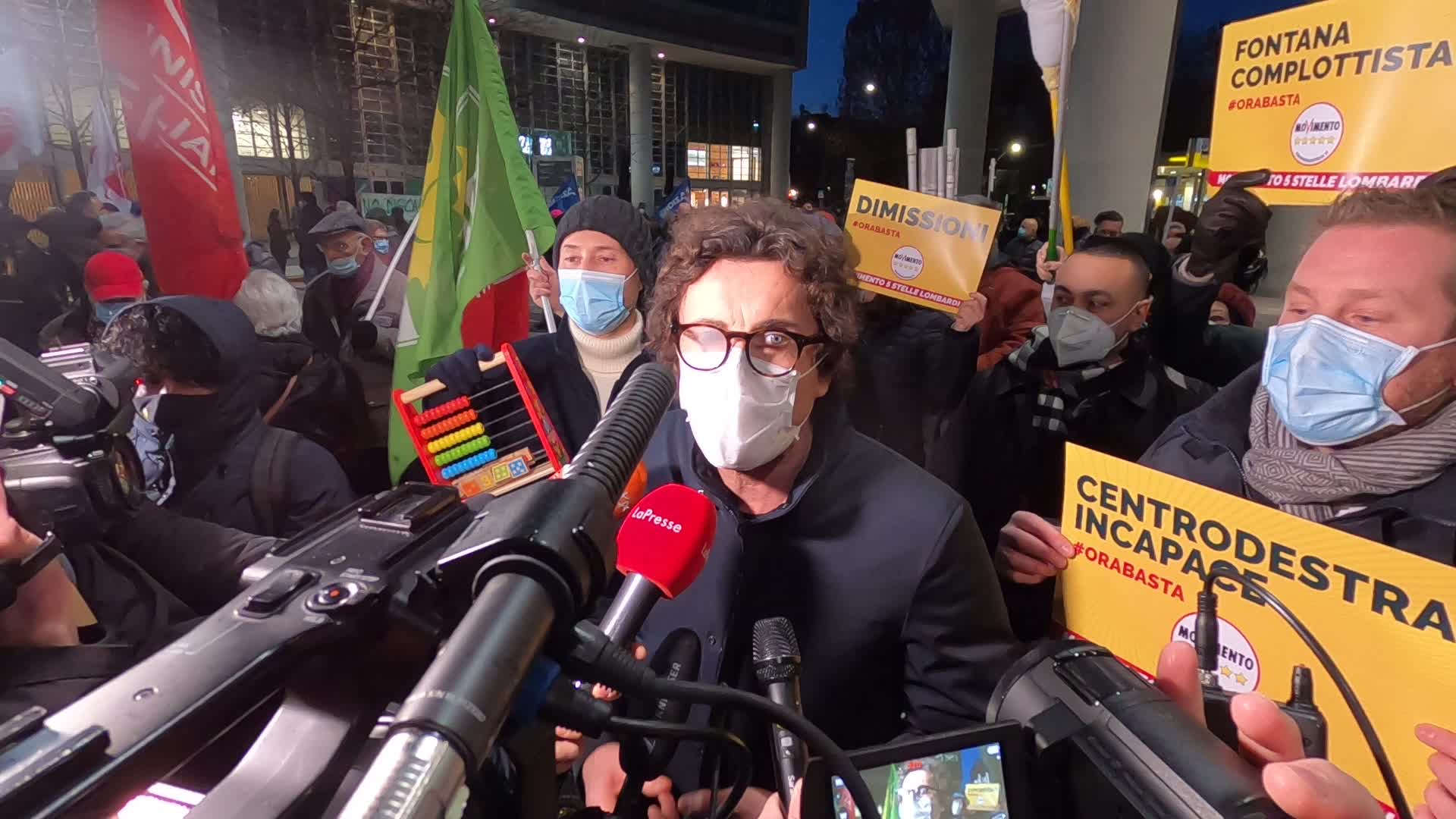 Liberiamo La Lombardia protest in Milan