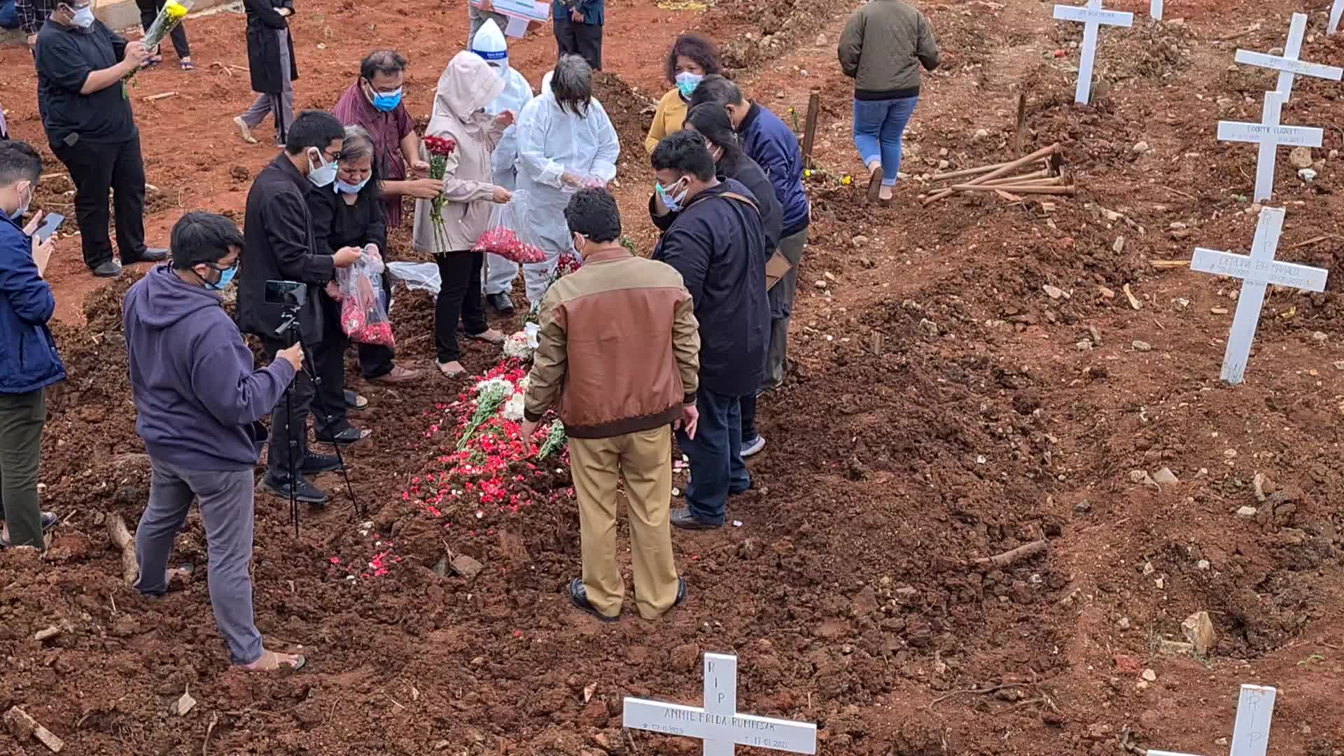 Burial of Covid-19 victims in Indonesia