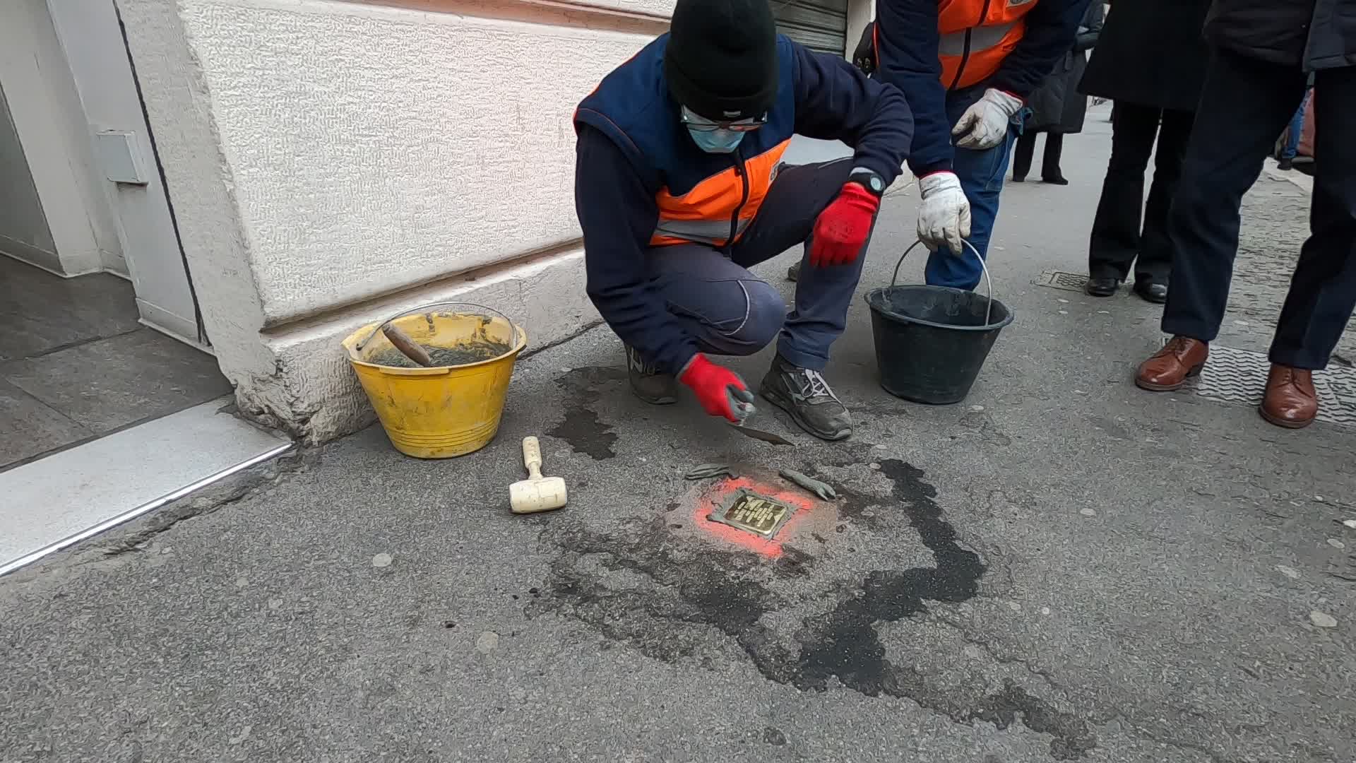 Ceremony Of The Stolpersteine Laying In Milan