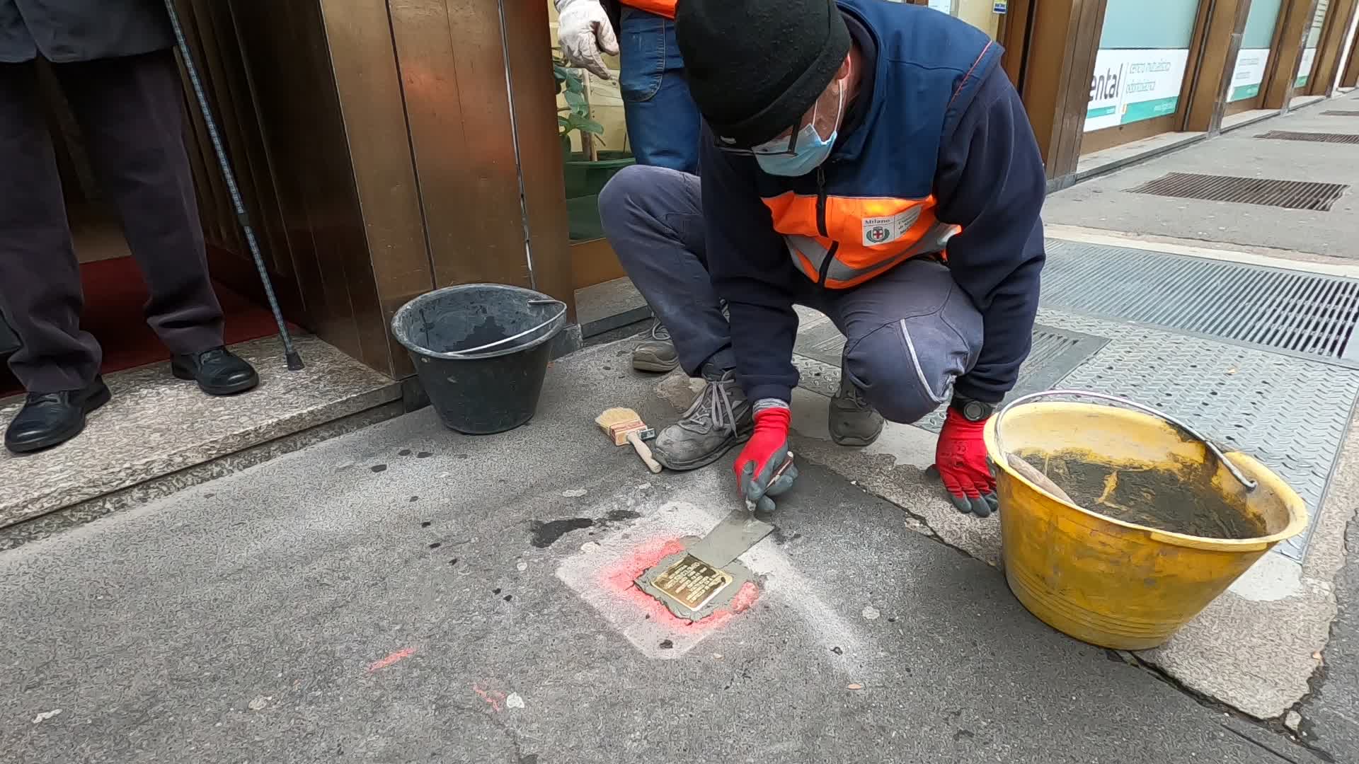 Ceremony Of The Stolpersteine Laying In Milan