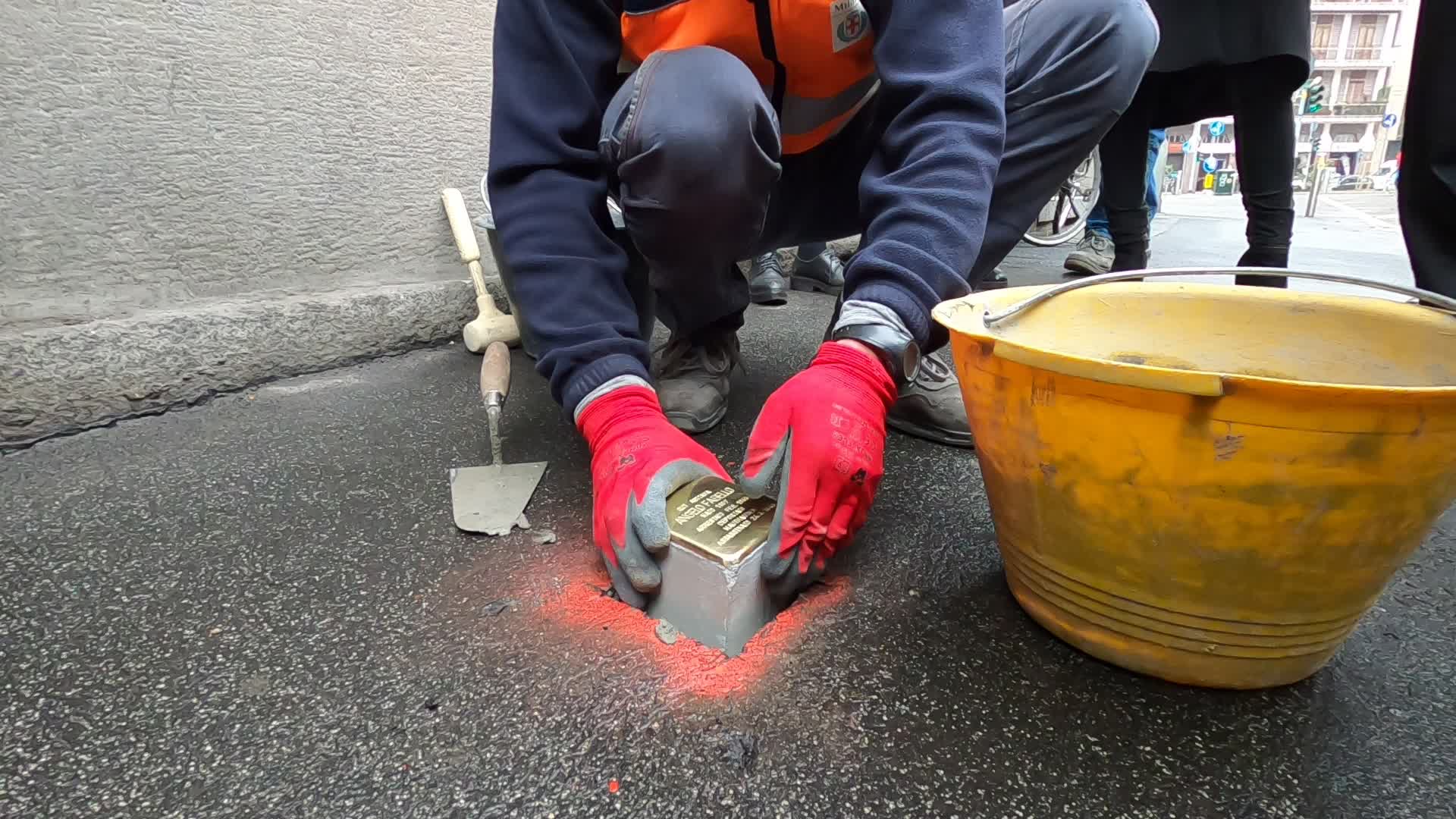 Ceremony Of The Stolpersteine Laying In Milan