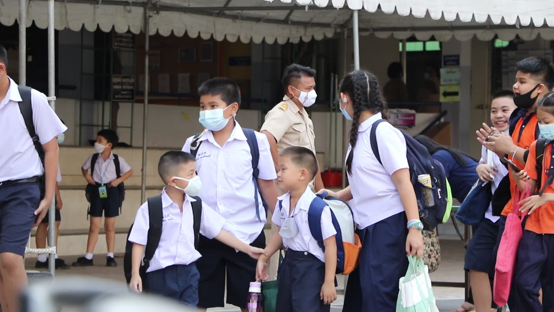 Students back to school in Bangkok, Thailand amid the Covid-19 pandemic