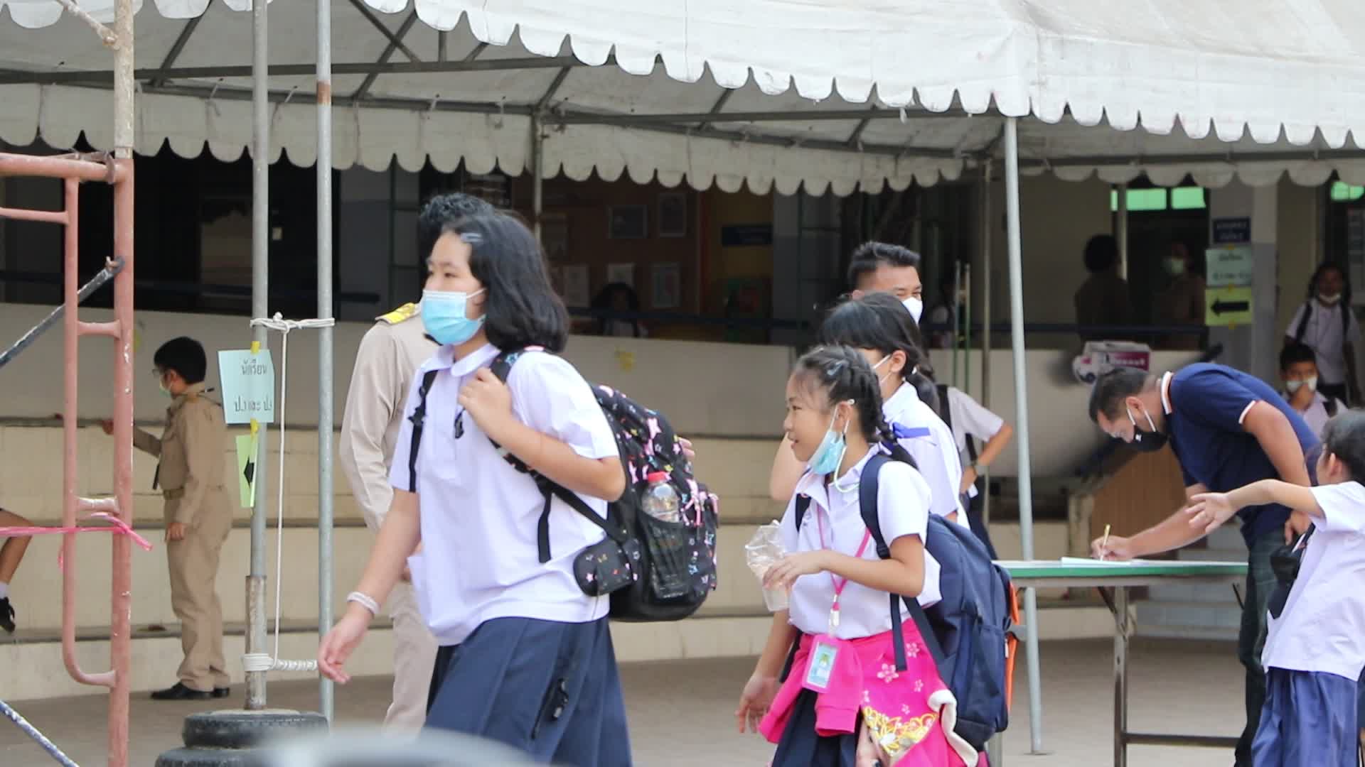 Students back to school in Bangkok, Thailand amid the Covid-19 pandemic