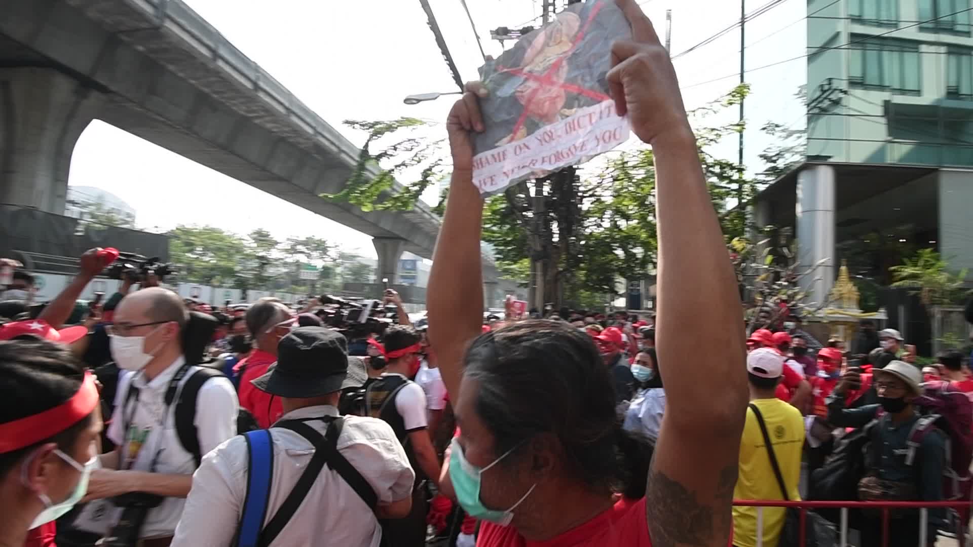 NLD Supporters In Bangkok Protest Against Military Coup In Myanmar