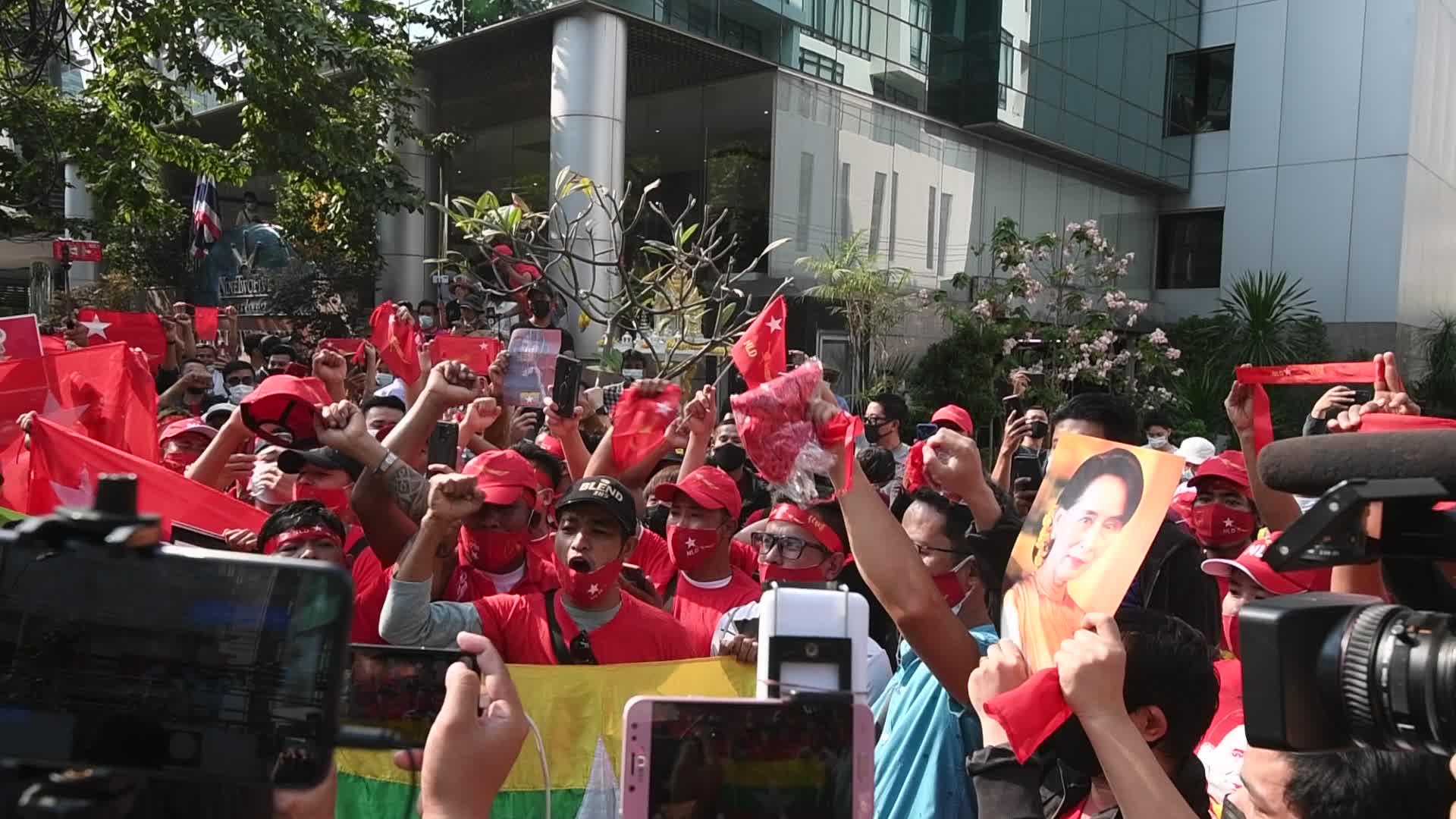 NLD Supporters In Bangkok Protest Against Military Coup In Myanmar