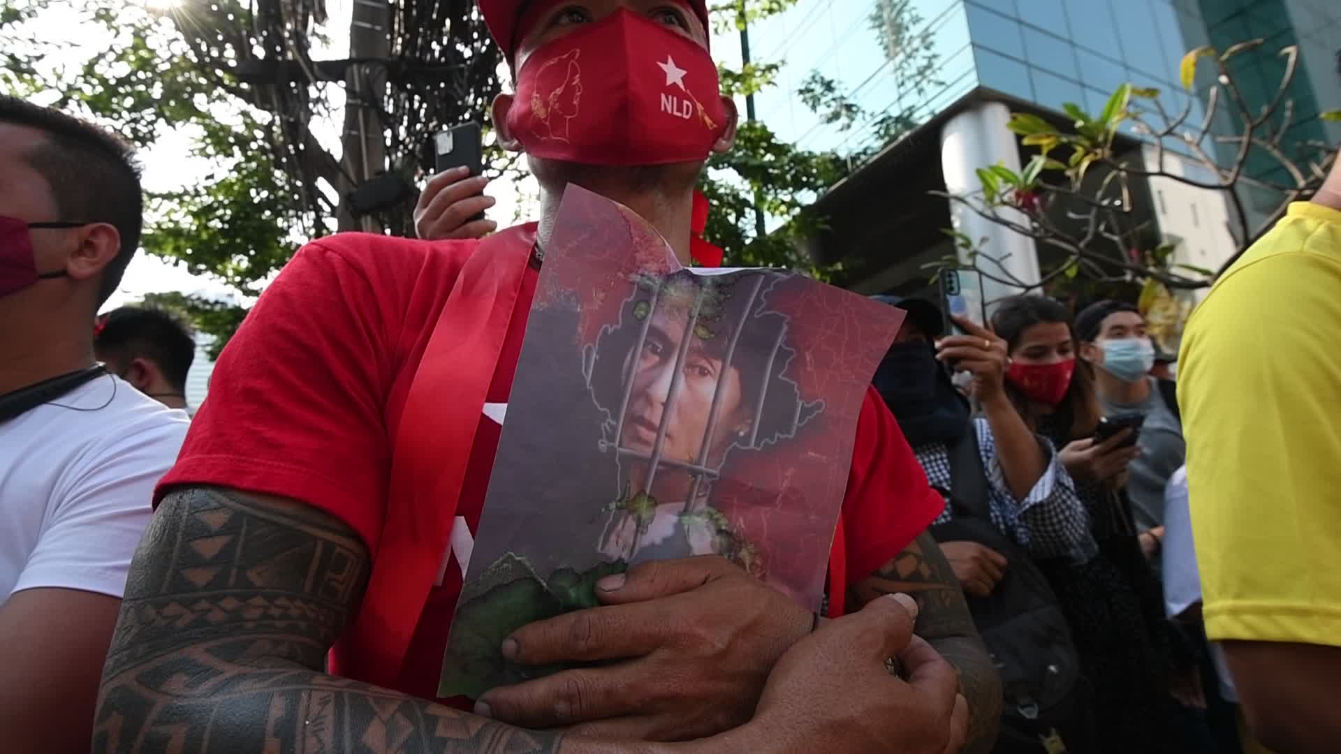 NLD Supporters In Bangkok Protest Against Military Coup In Myanmar