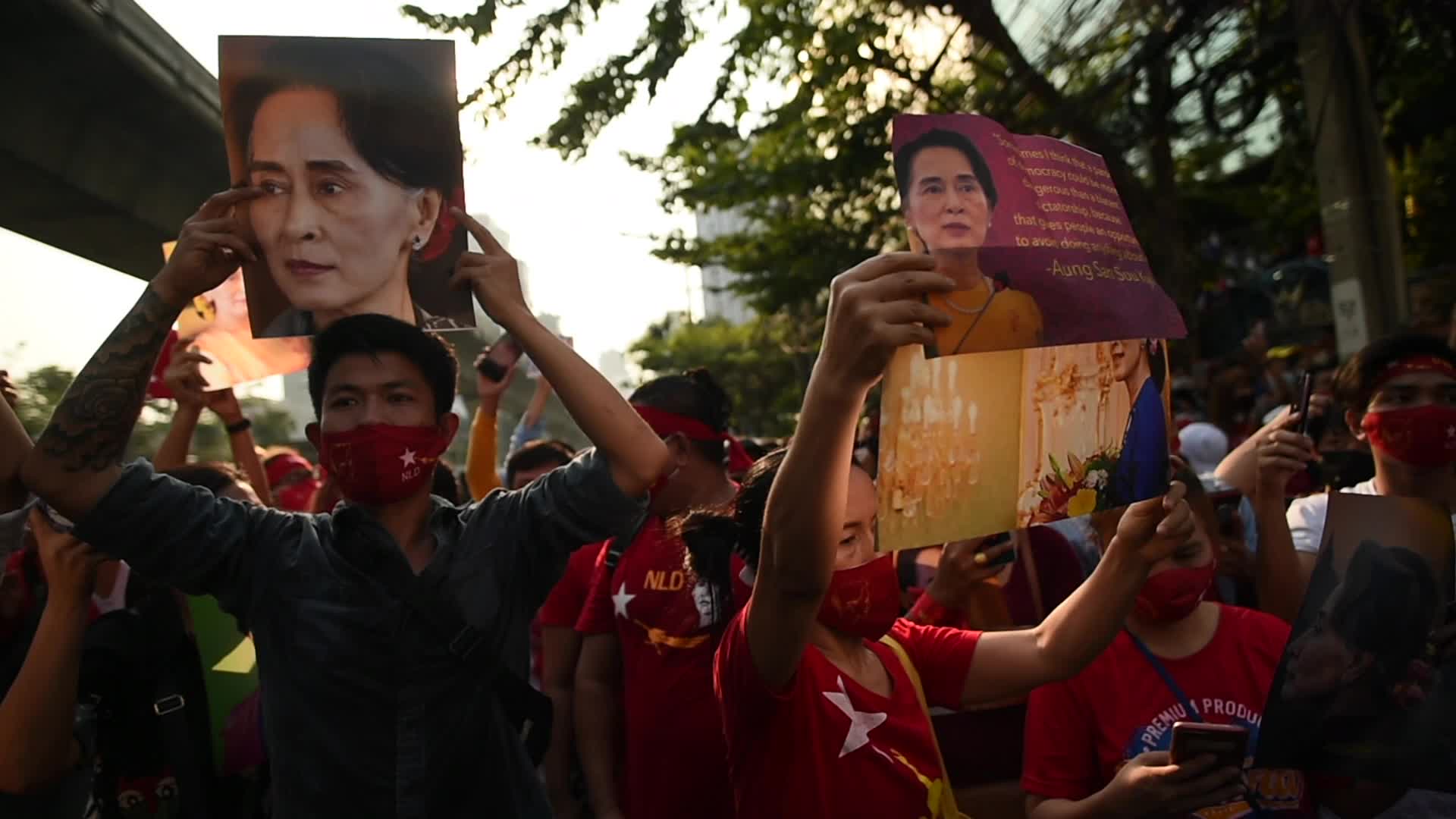 Protest against Myanmar's military coup in Bangkok