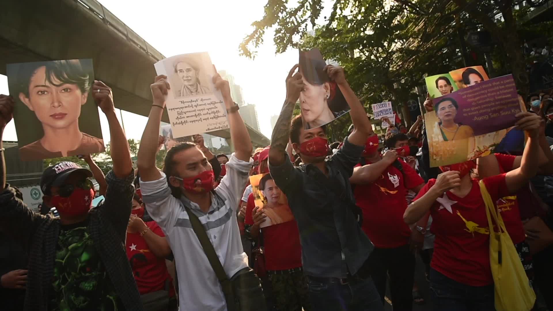 Protest against Myanmar's military coup in Bangkok
