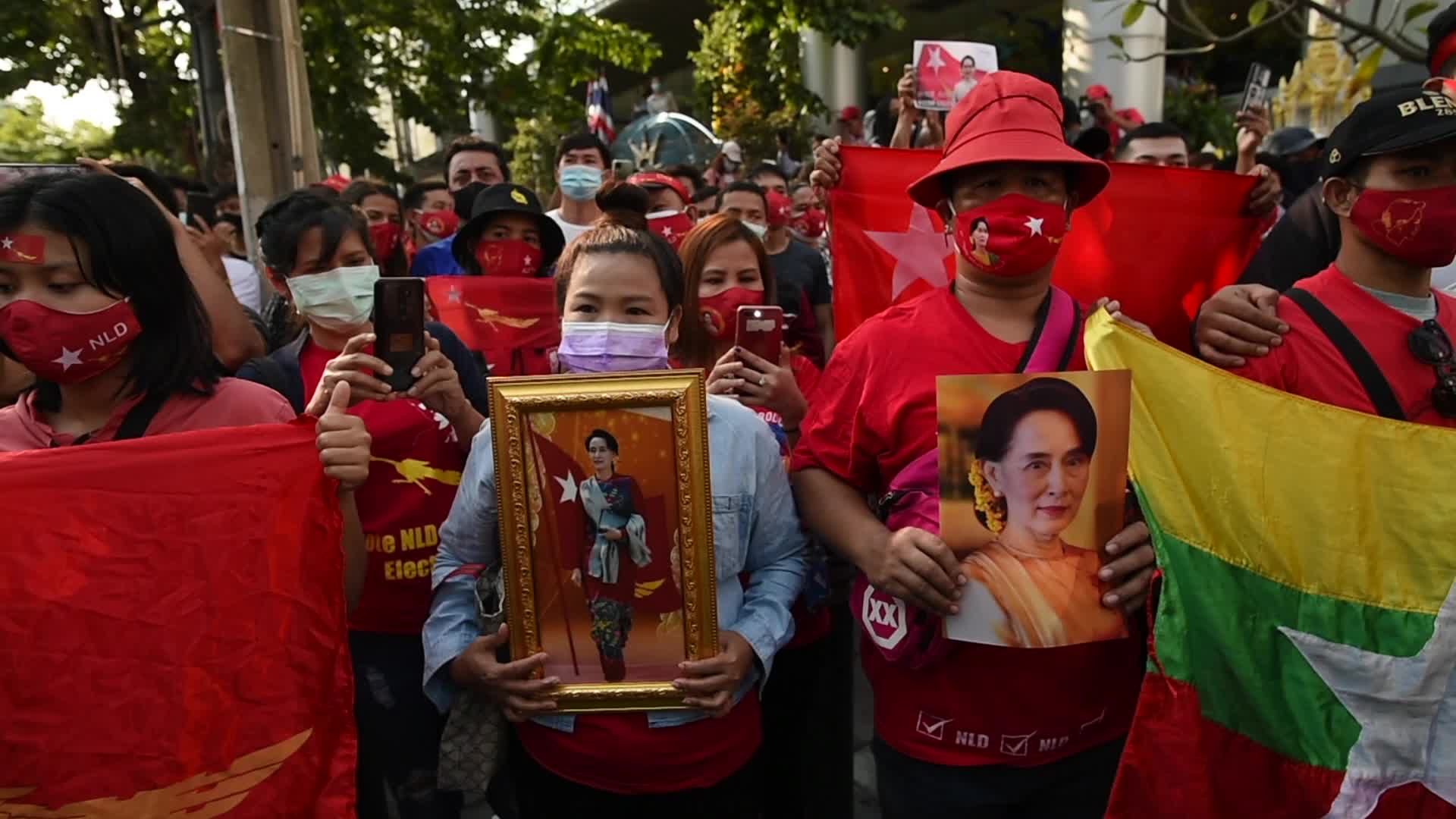 Protest against Myanmar's military coup in Bangkok