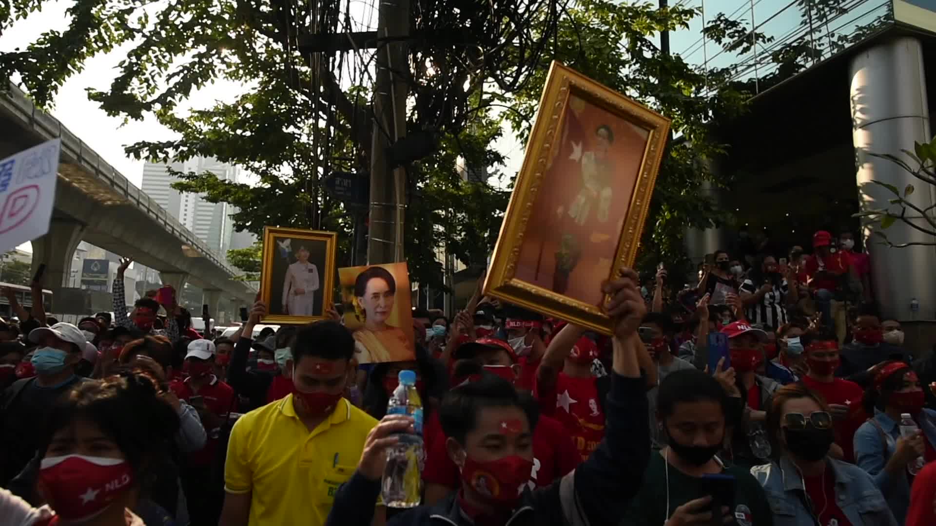Protest against Myanmar's military coup in Bangkok