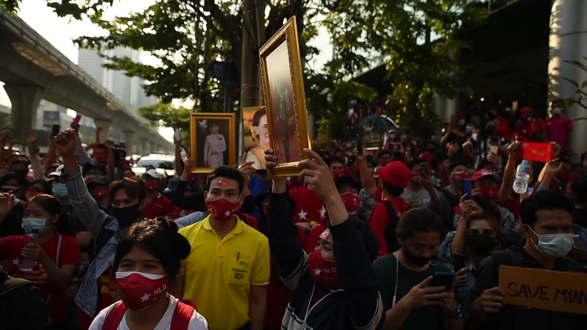 Protest against Myanmar's military coup in Bangkok