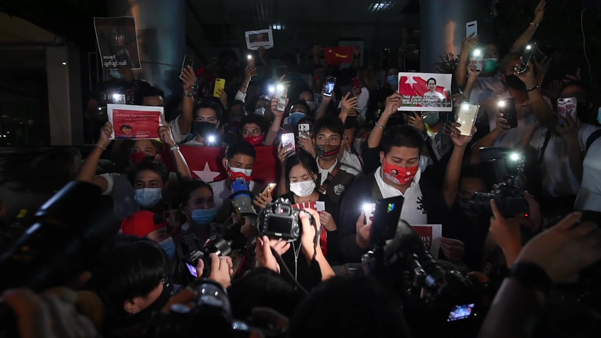 Protest against Myanmar's military coup in Bangkok