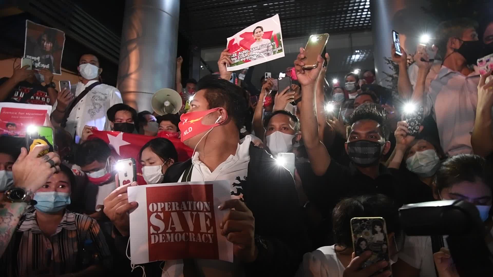 NLD Supporters In Bangkok Protest Against Military Coup In Myanmar