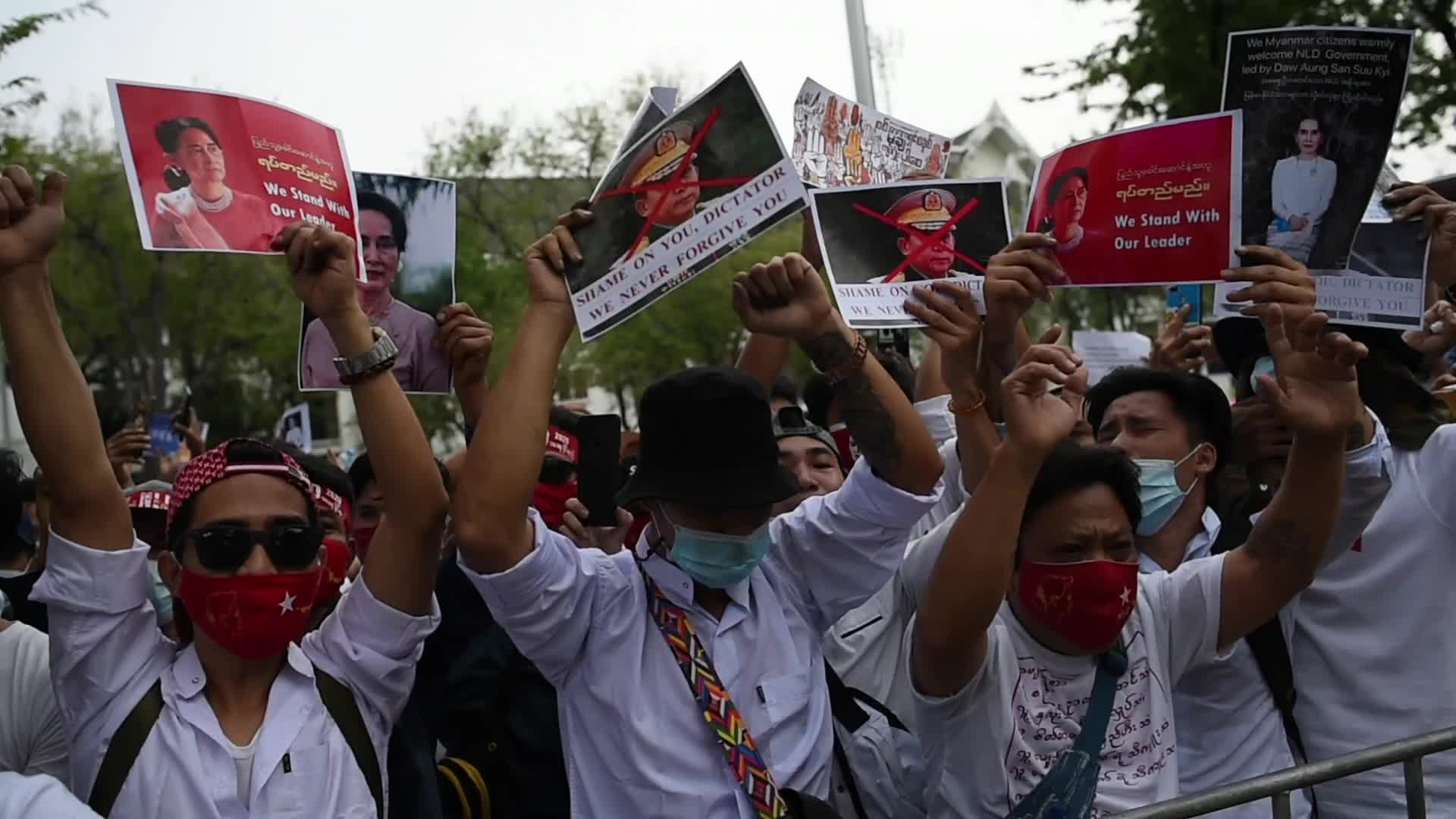 Protest against Myanmar's military coup in Bangkok