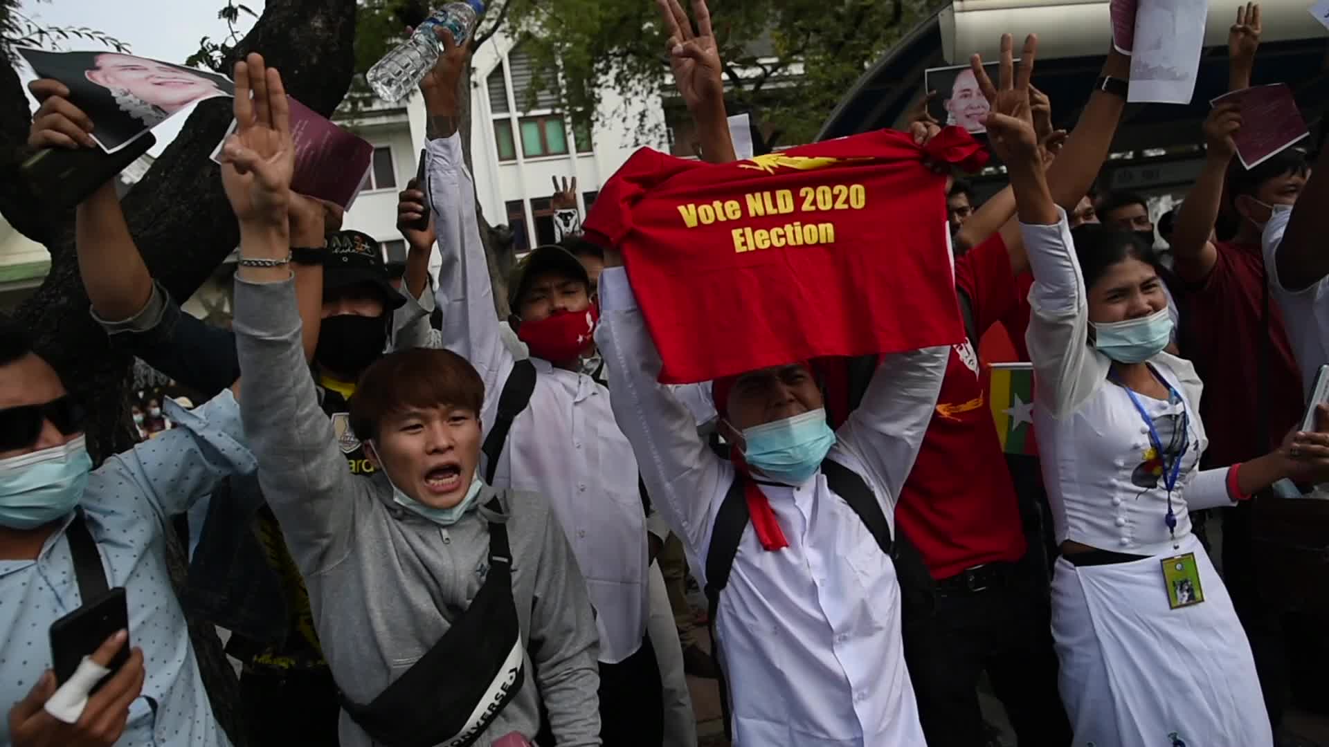 Protest against Myanmar's military coup in Bangkok