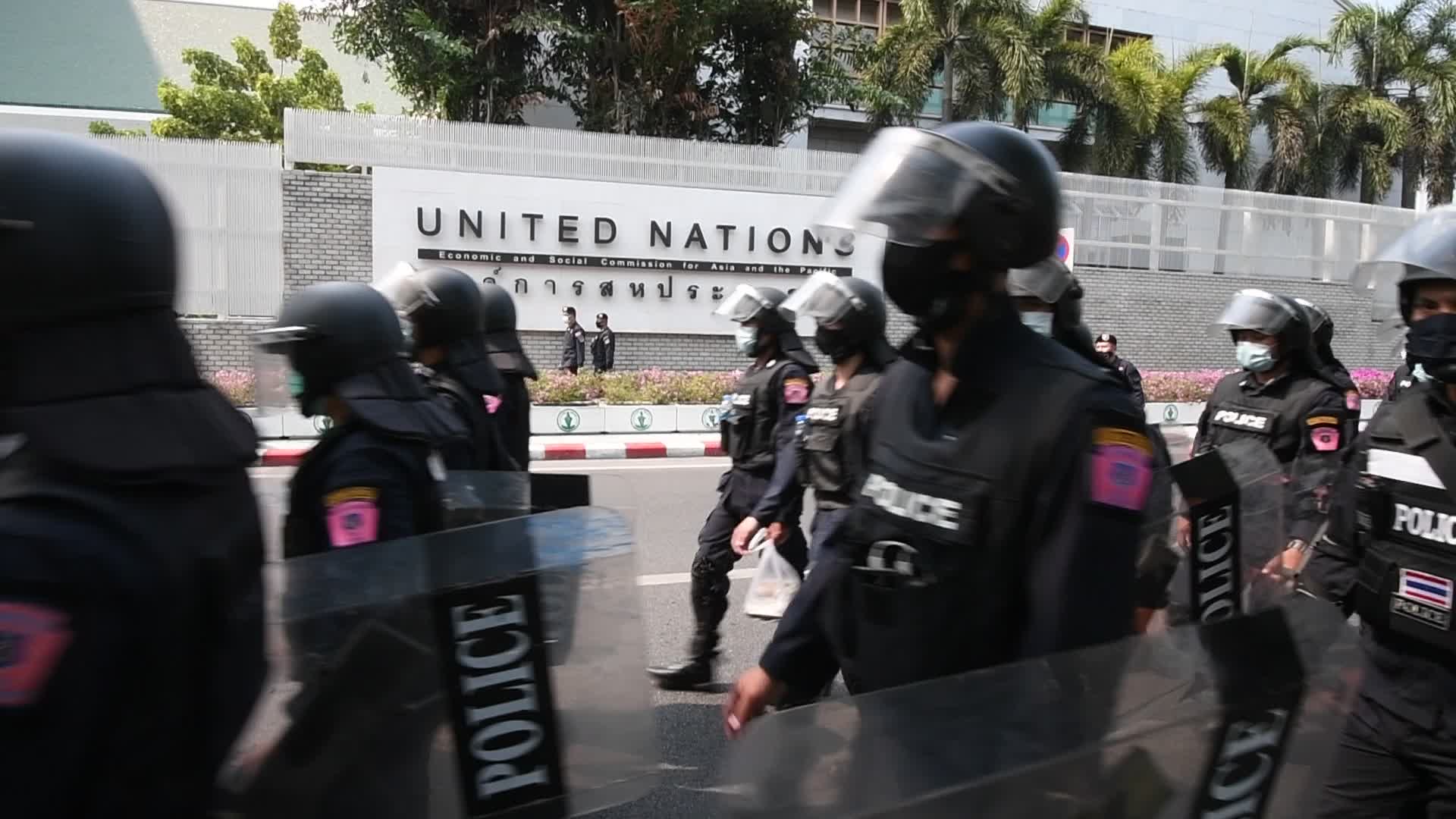 Myanmar residents in Bangkok protest against military coup in Myanmar