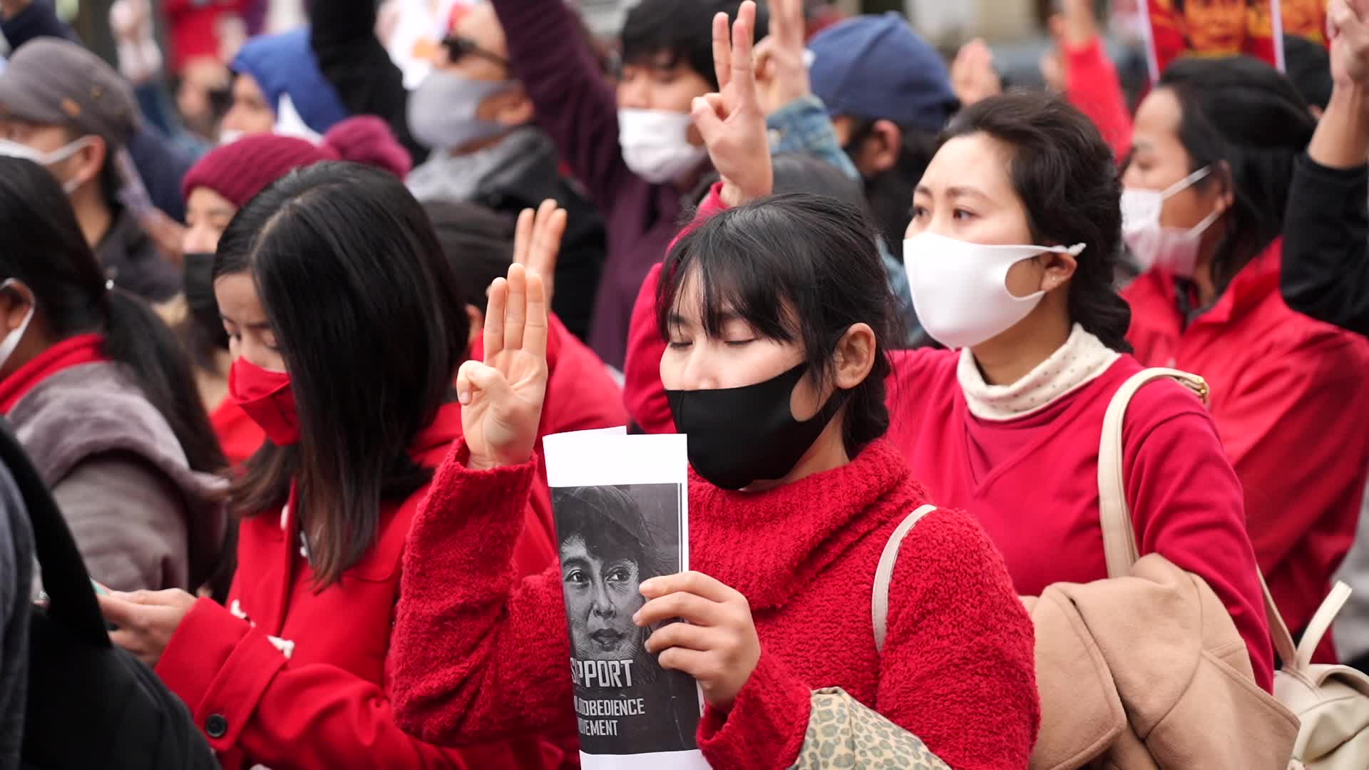 Myanmar residents in Japan protest against military coup