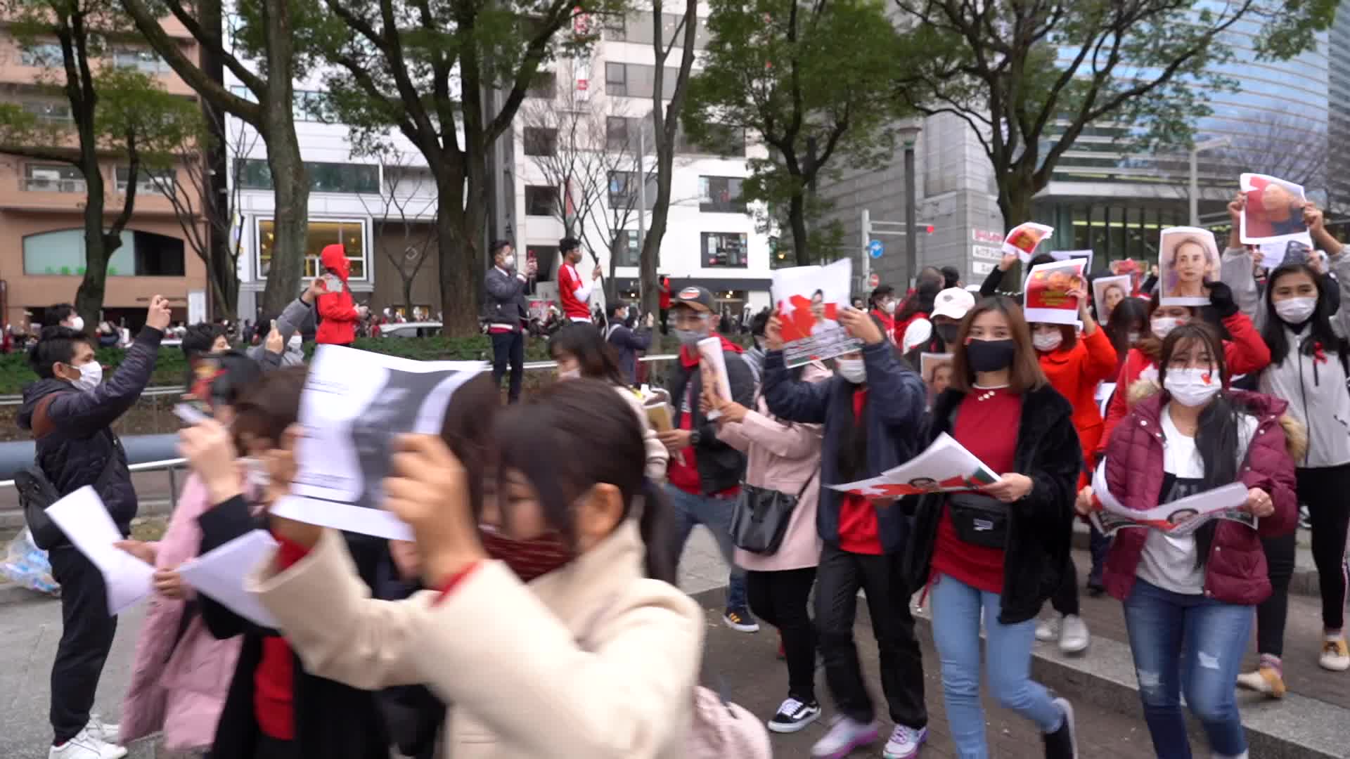 Myanmar residents in Japan protest against military coup