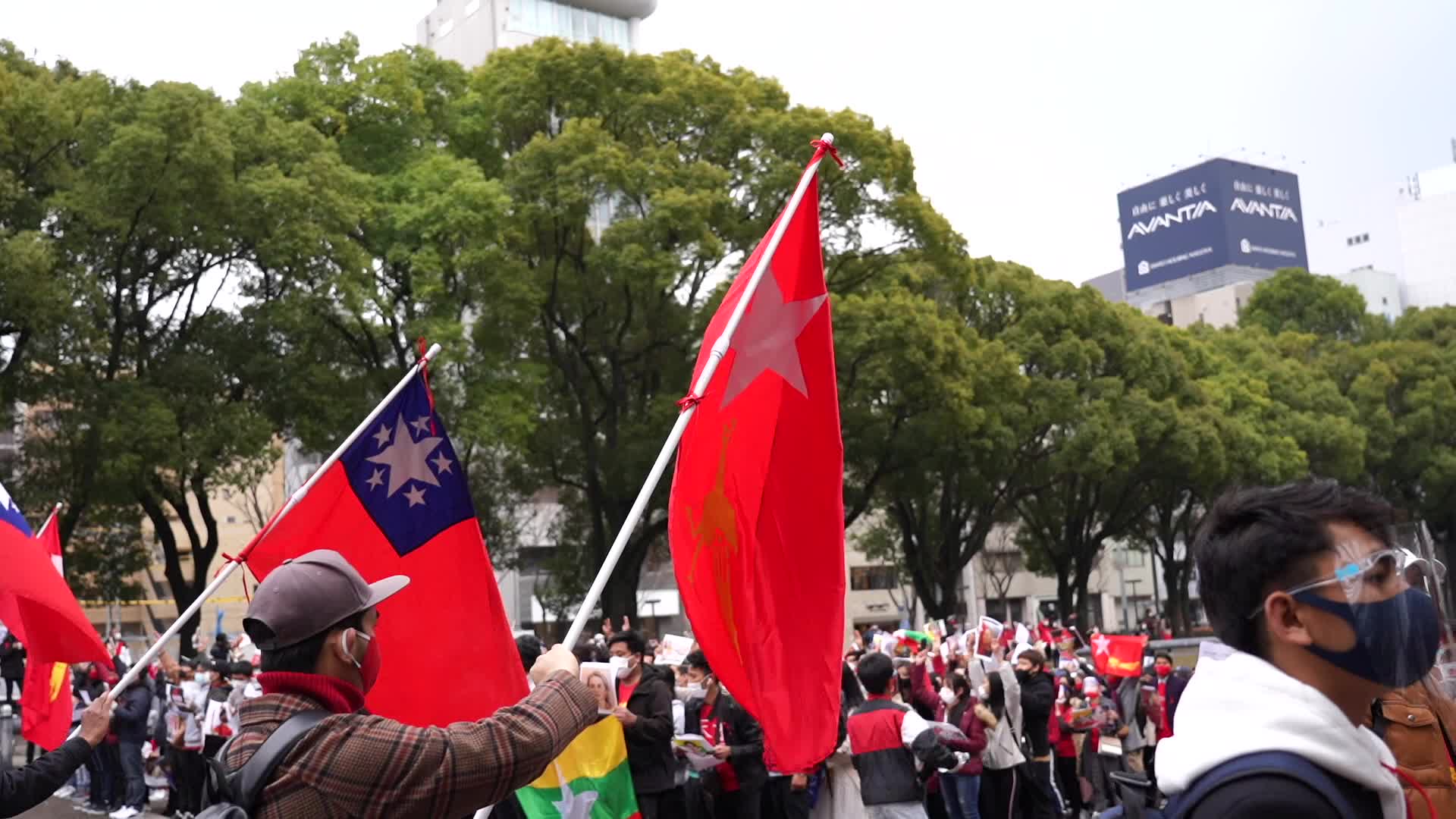 Myanmar residents in Japan protest against military coup