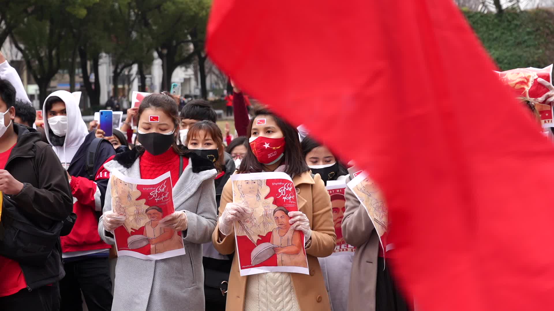 Myanmar residents in Japan protest against military coup
