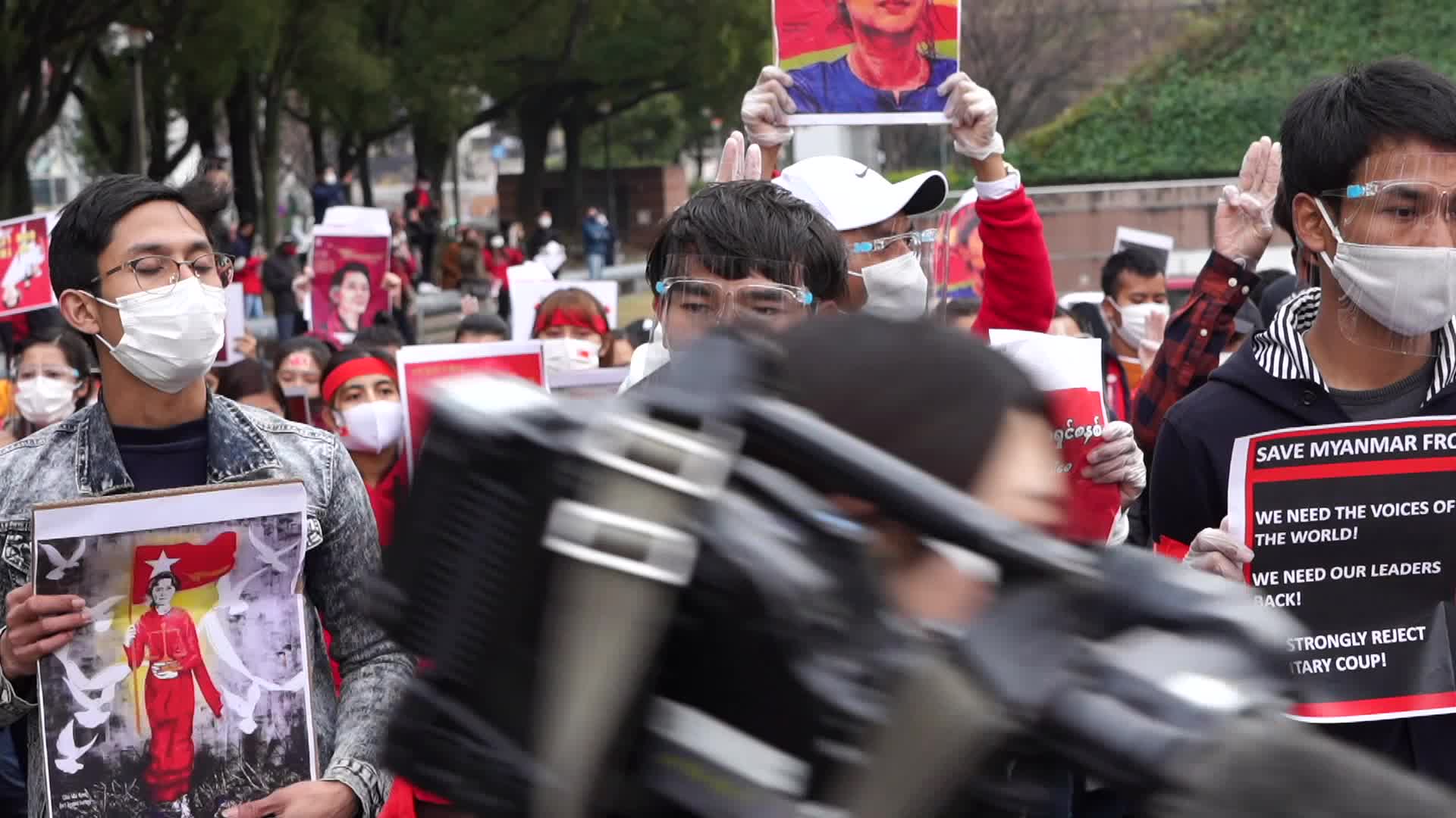Myanmar residents in Japan protest against military coup