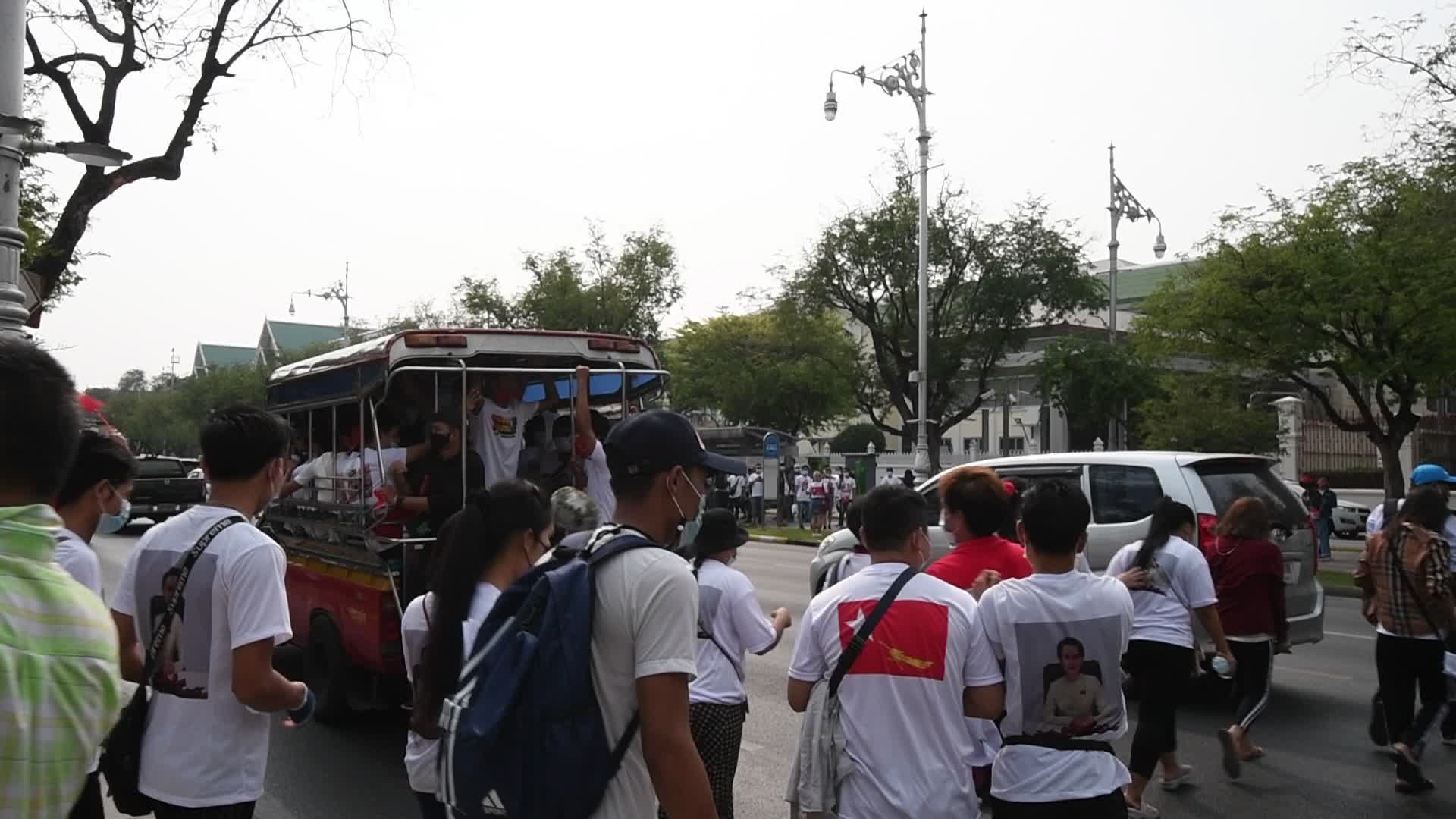 Myanmar residents in Bangkok protest against military coup in Myanmar