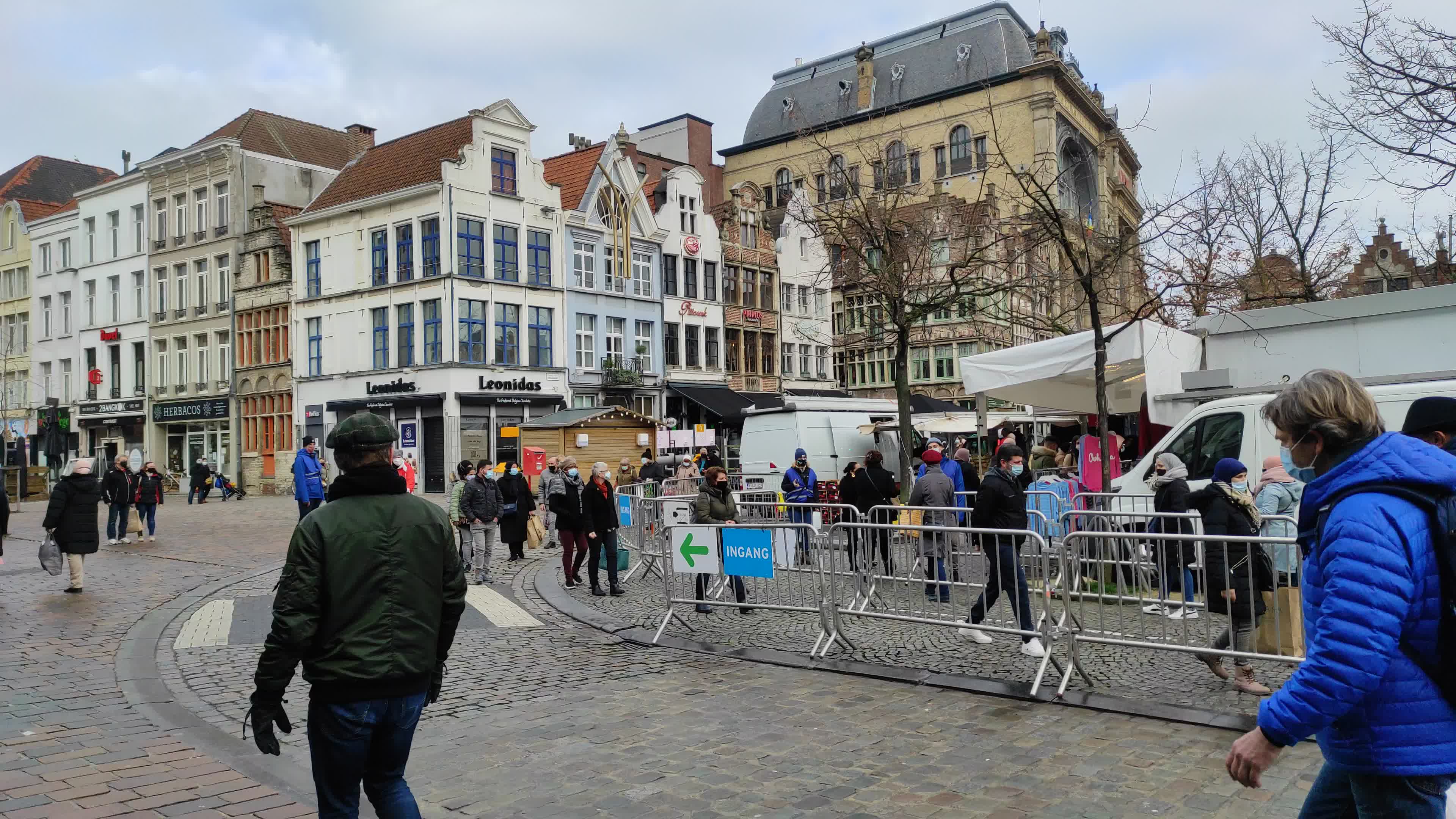 People At Friday Market At Vrijdagmarkt In Gent