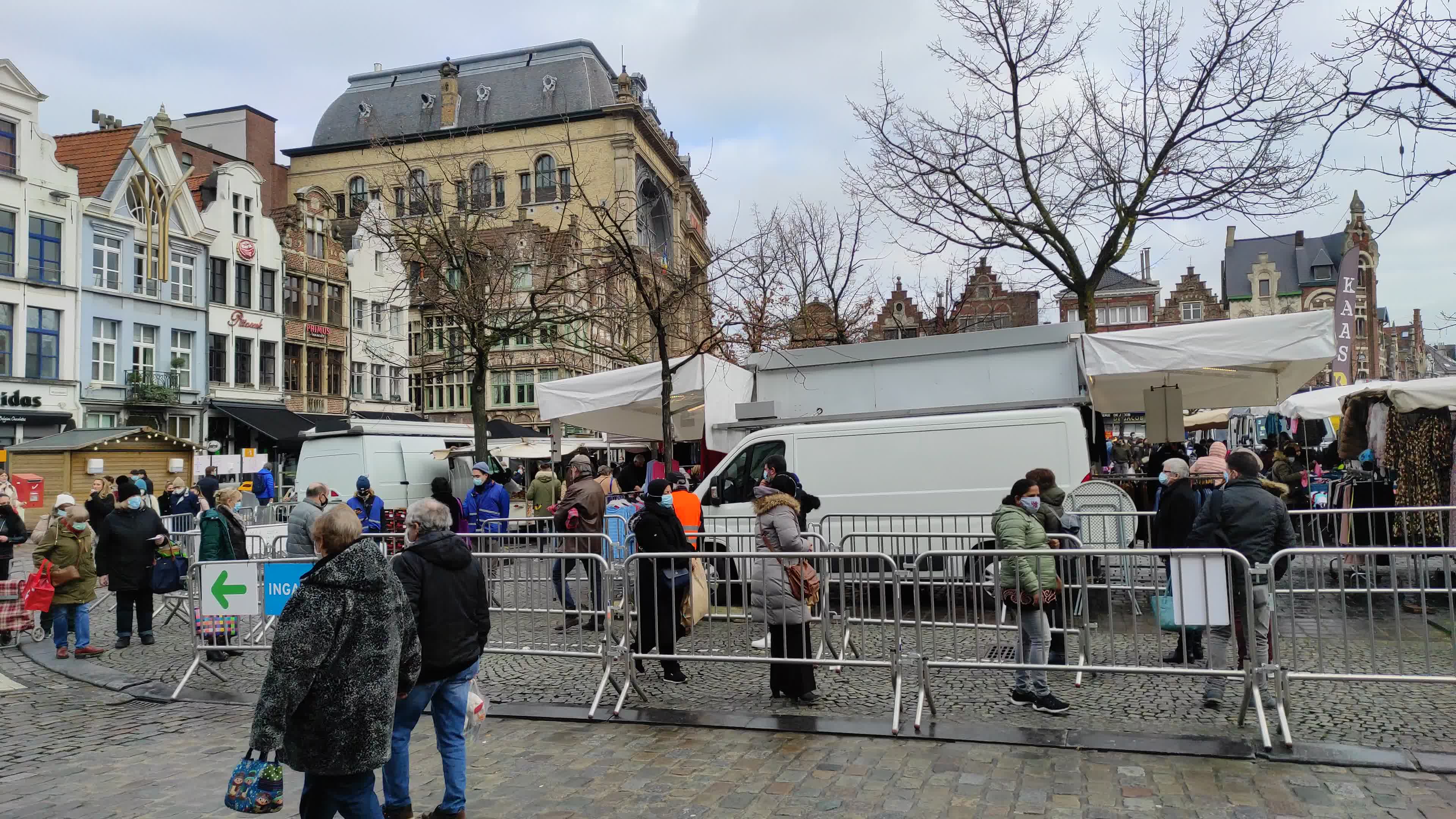 People At Friday Market At Vrijdagmarkt In Gent