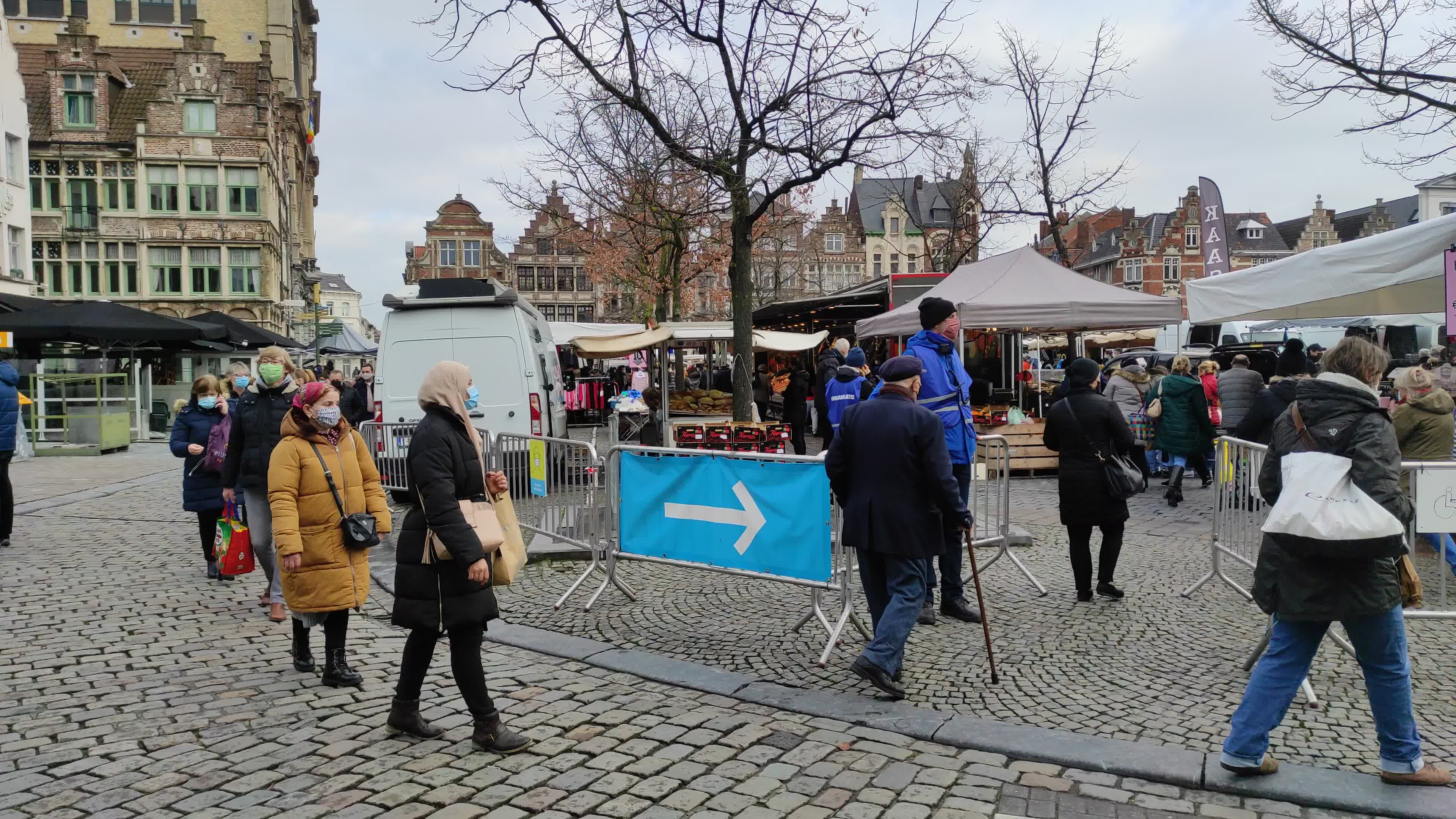 People At Friday Market At Vrijdagmarkt In Gent
